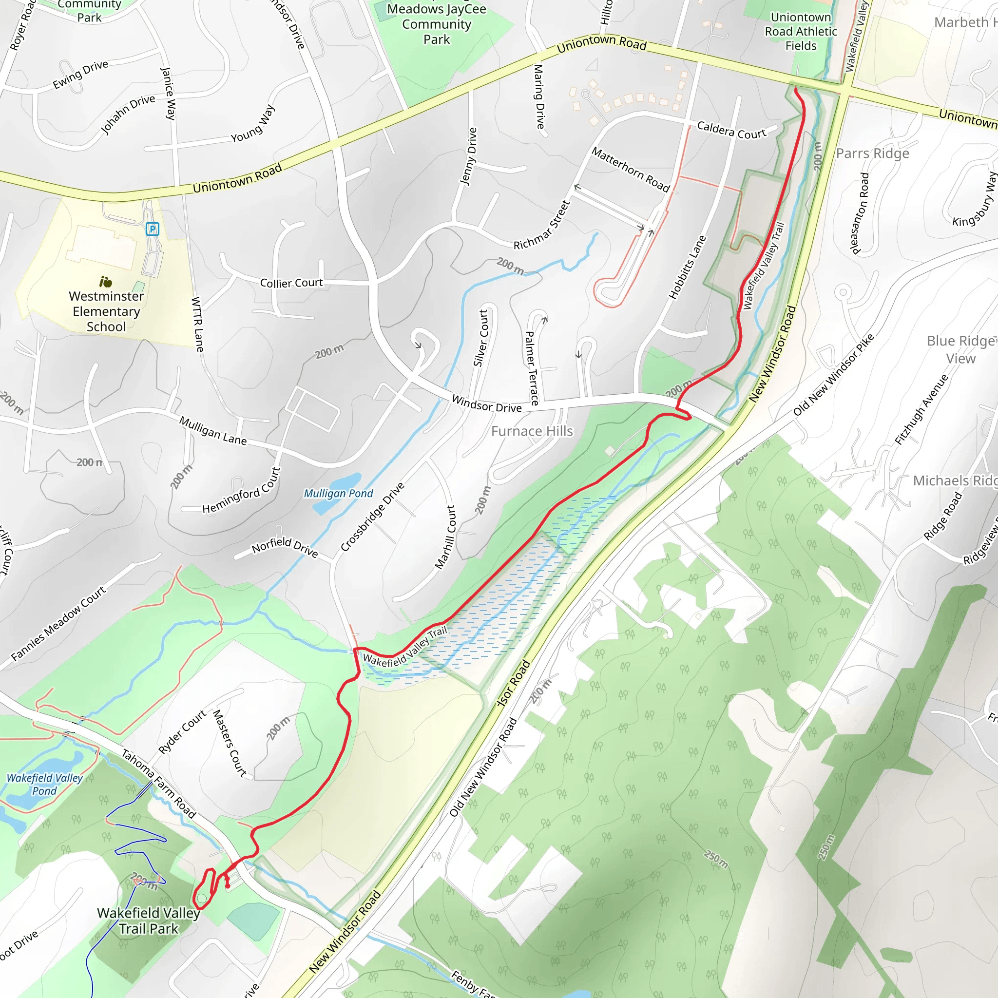 Wakefield Valley Trail mobile static map
