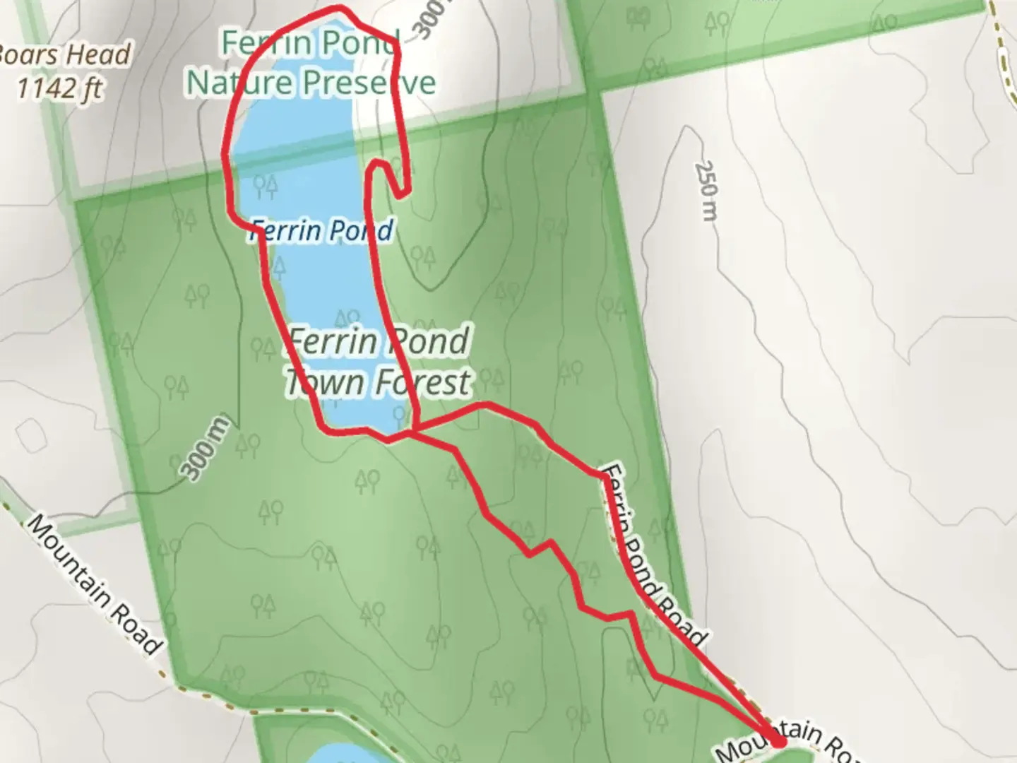 An image depicting the trail Ferrin Pond Loop Trail and its surrounding area.