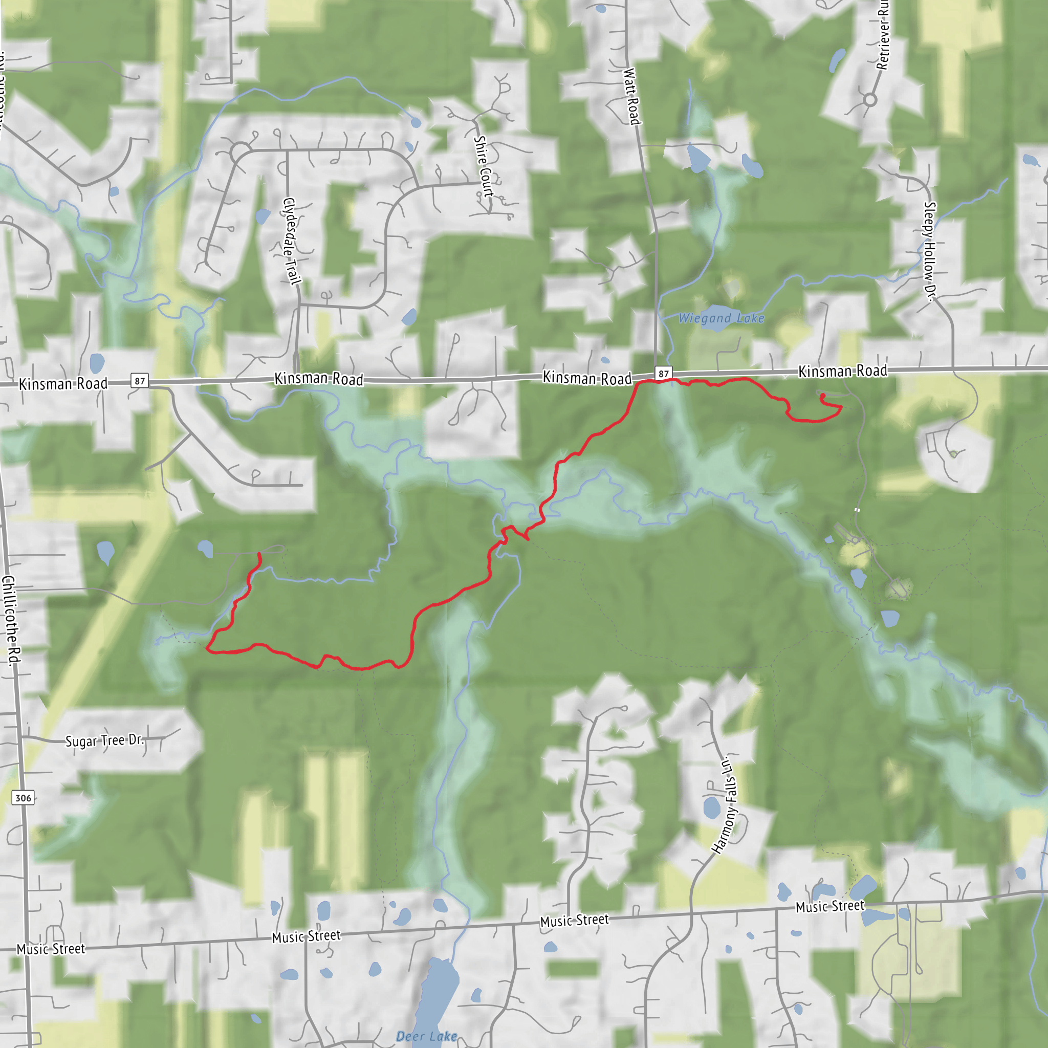 Affelder Falls via Pioneer Bridle Trail mobile static map
