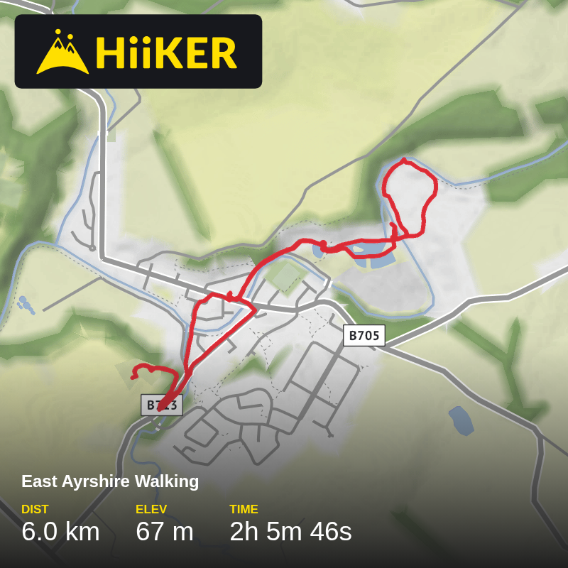 A map preview of the recording East Ayrshire Walking.