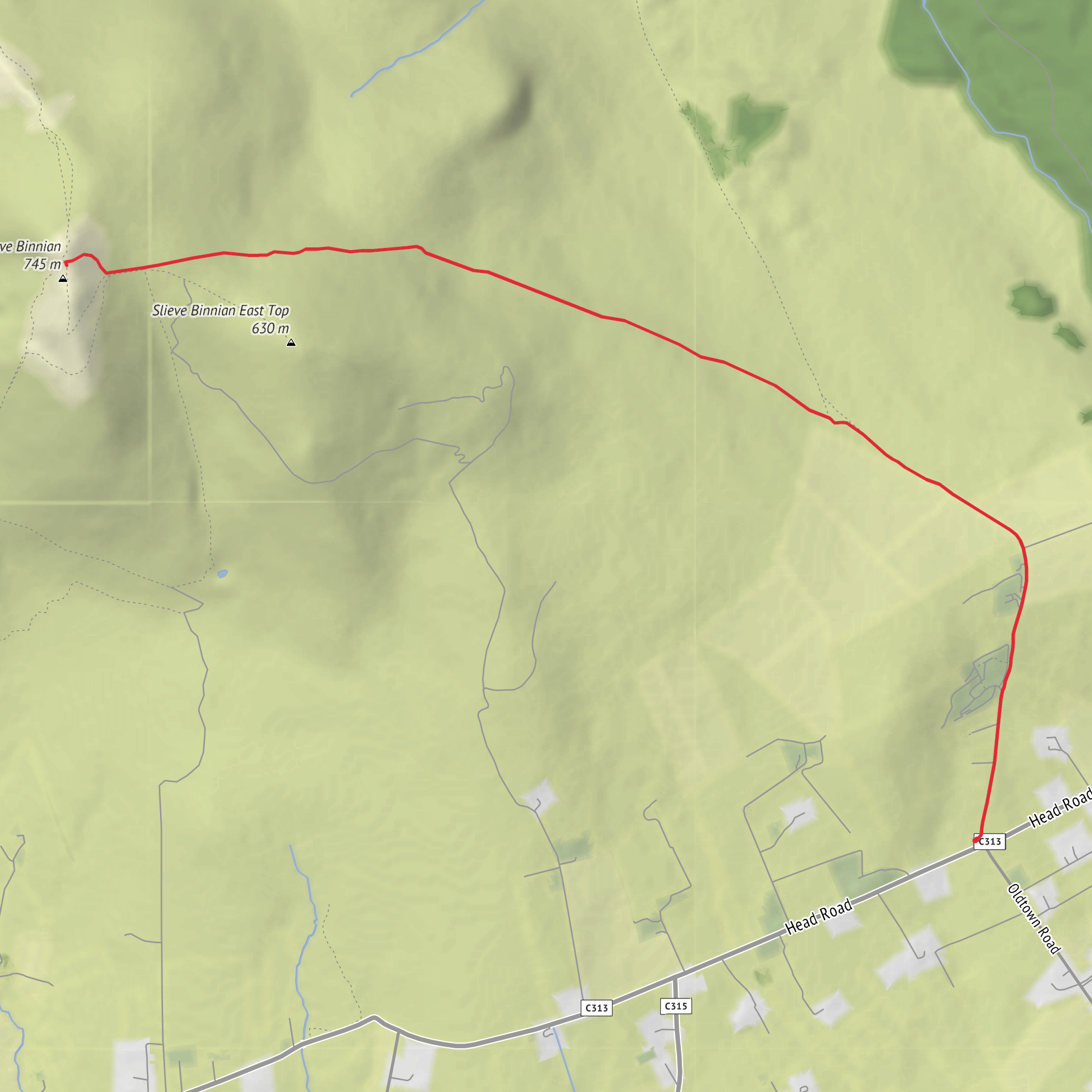 Slieve Binnian Out and Back mobile static map