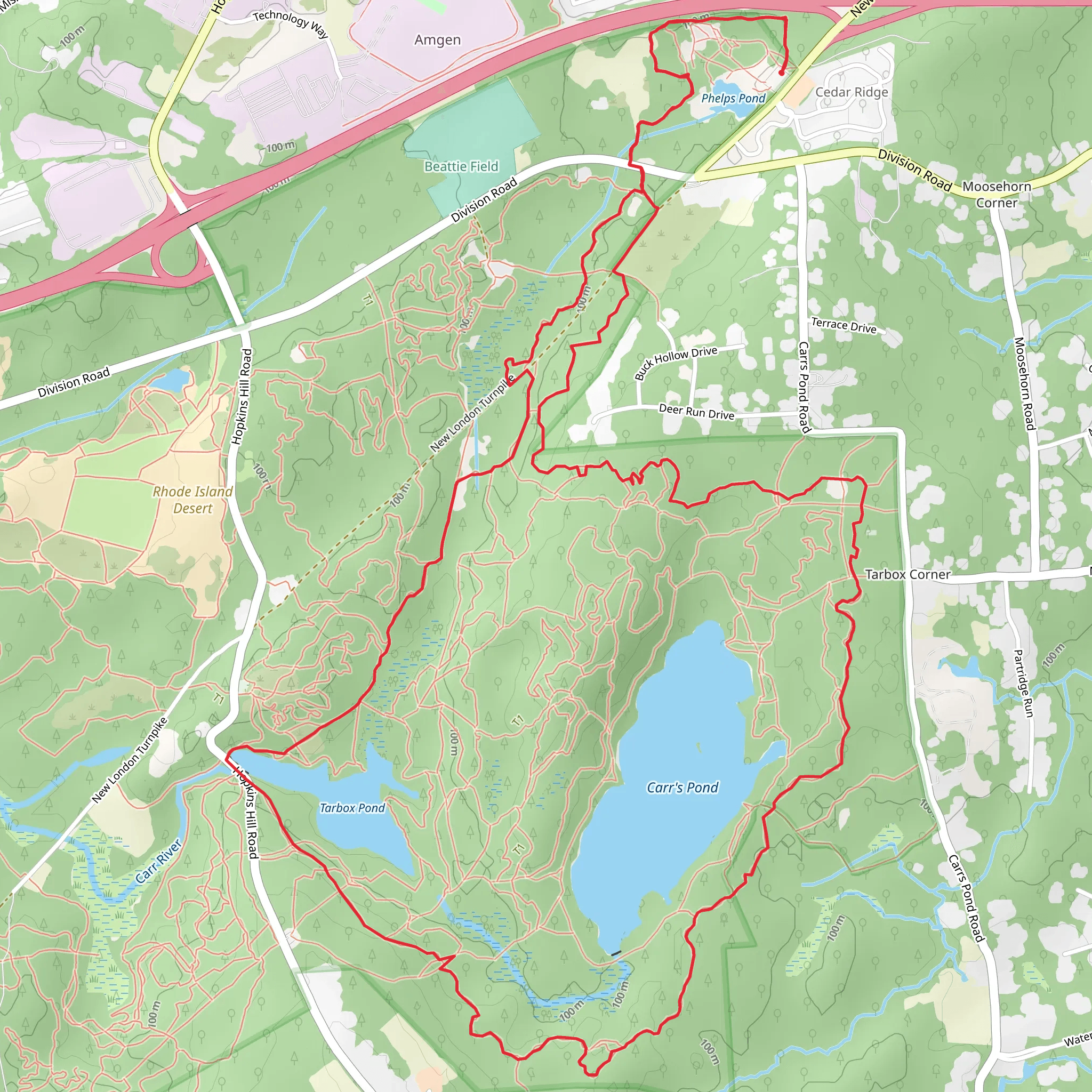 Tarbox pond via Upper Spider and Pump House Loop Trail mobile static map