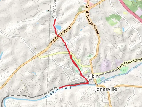 Elkin Creek via Mountain to Sea Trail and Overmountain Victory Trail