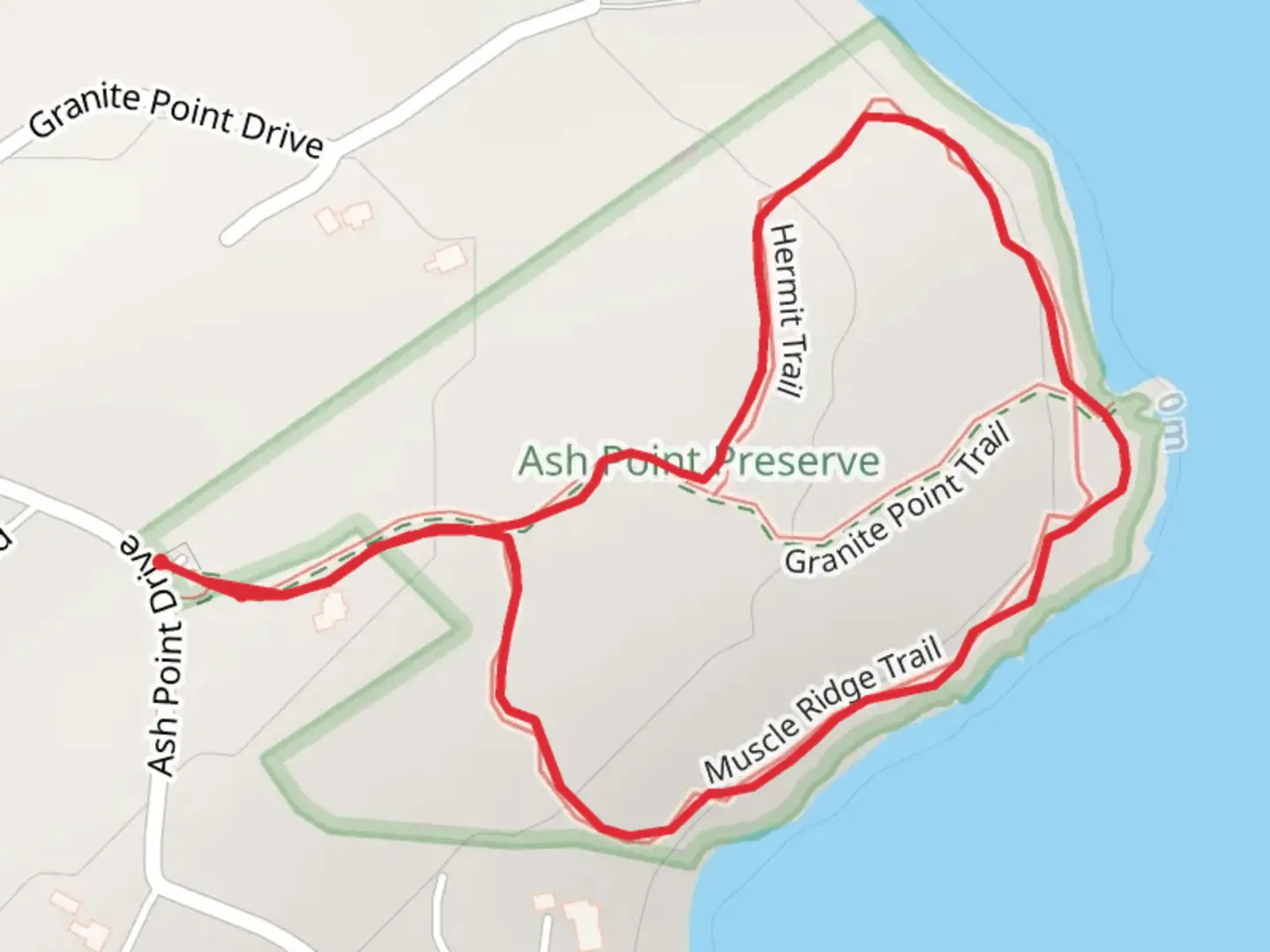 An image depicting the trail Ash Point Loop and its surrounding area.