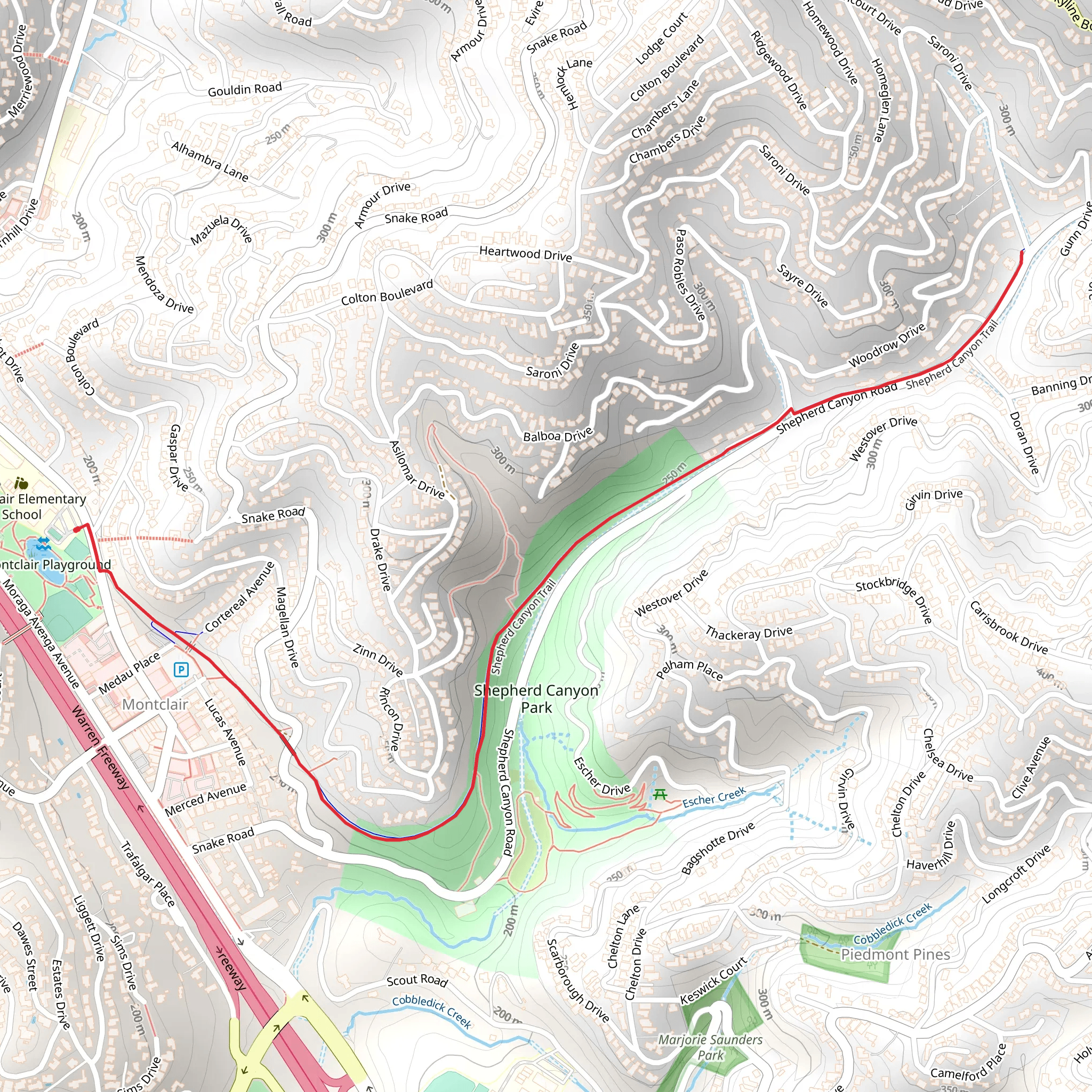 Shepherd Canyon Trail mobile static map