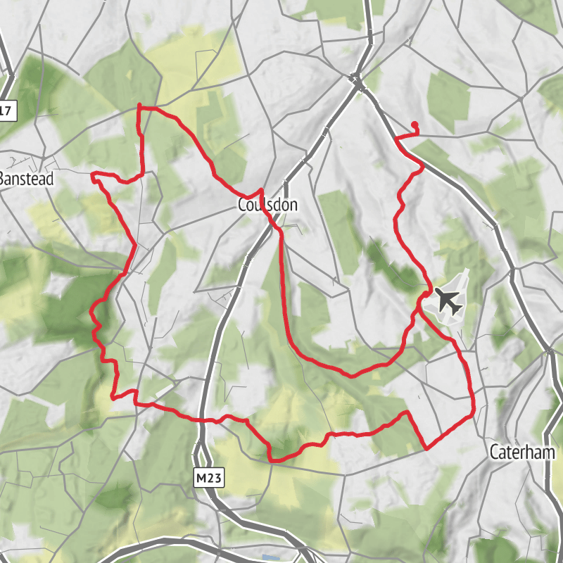 A map preview of the recording Hike from Kenley.