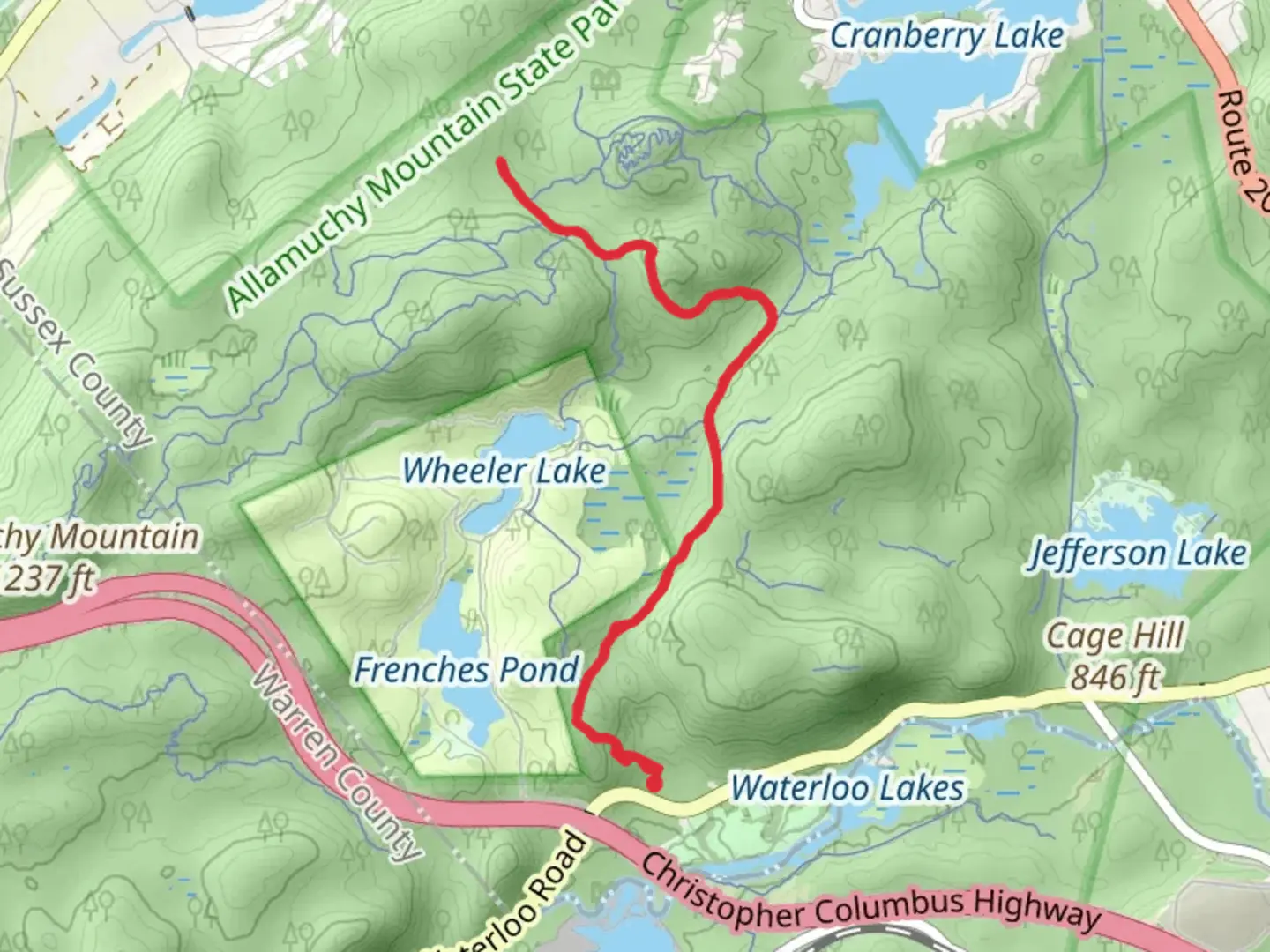 An image depicting the trail Unblazed and White Trail and its surrounding area.