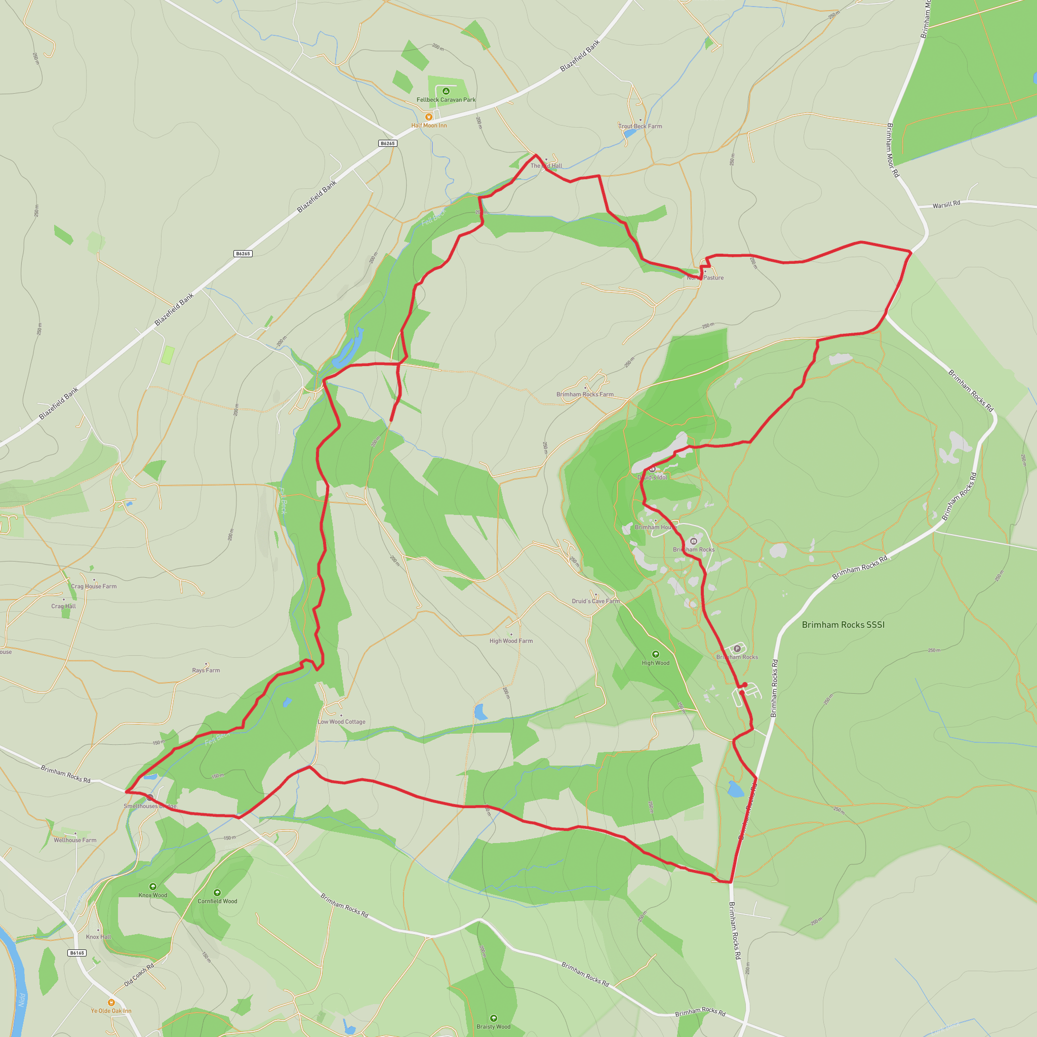 Brimham Rocks and Fell Beck mobile static map