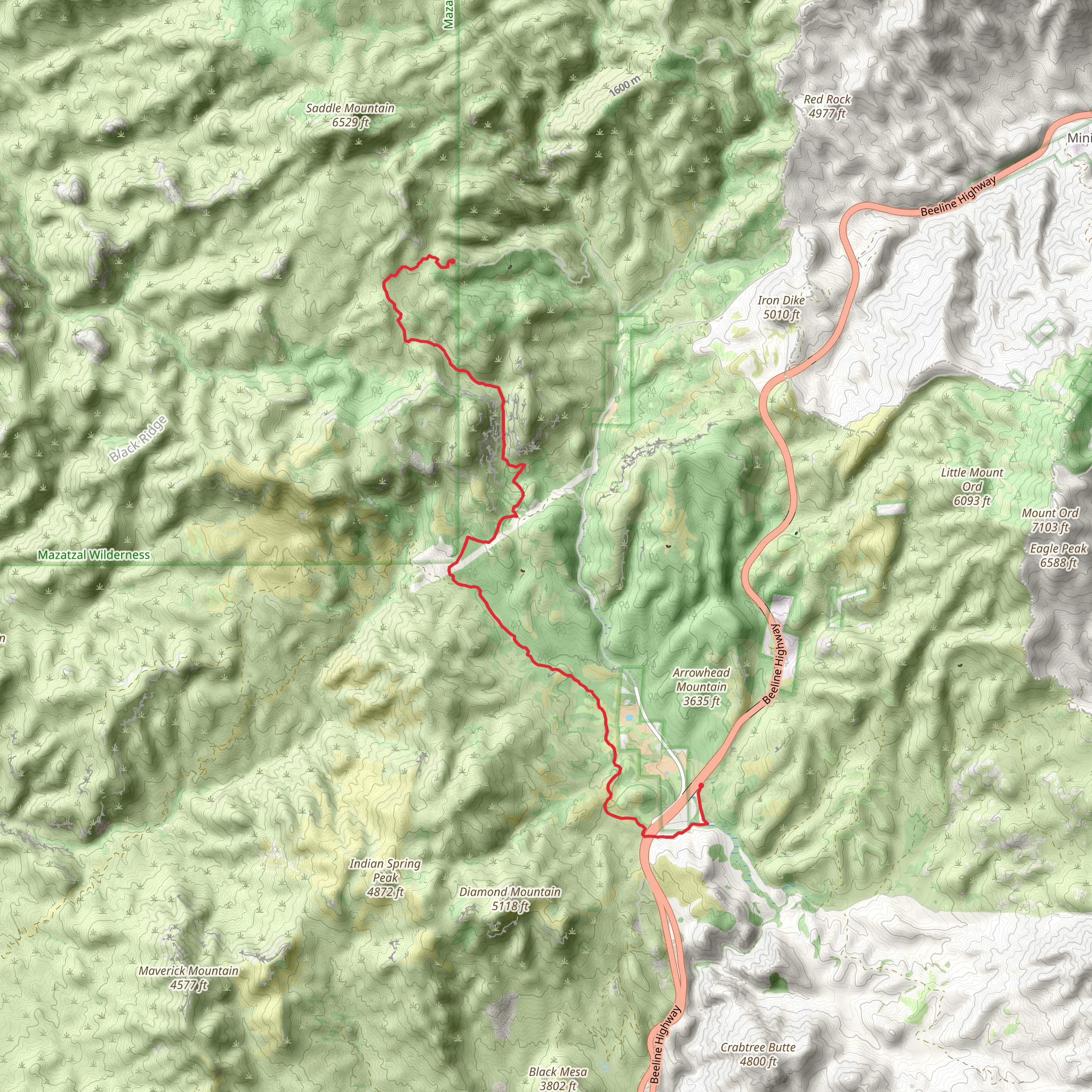 Arizona Trail From Sunflower mobile static map