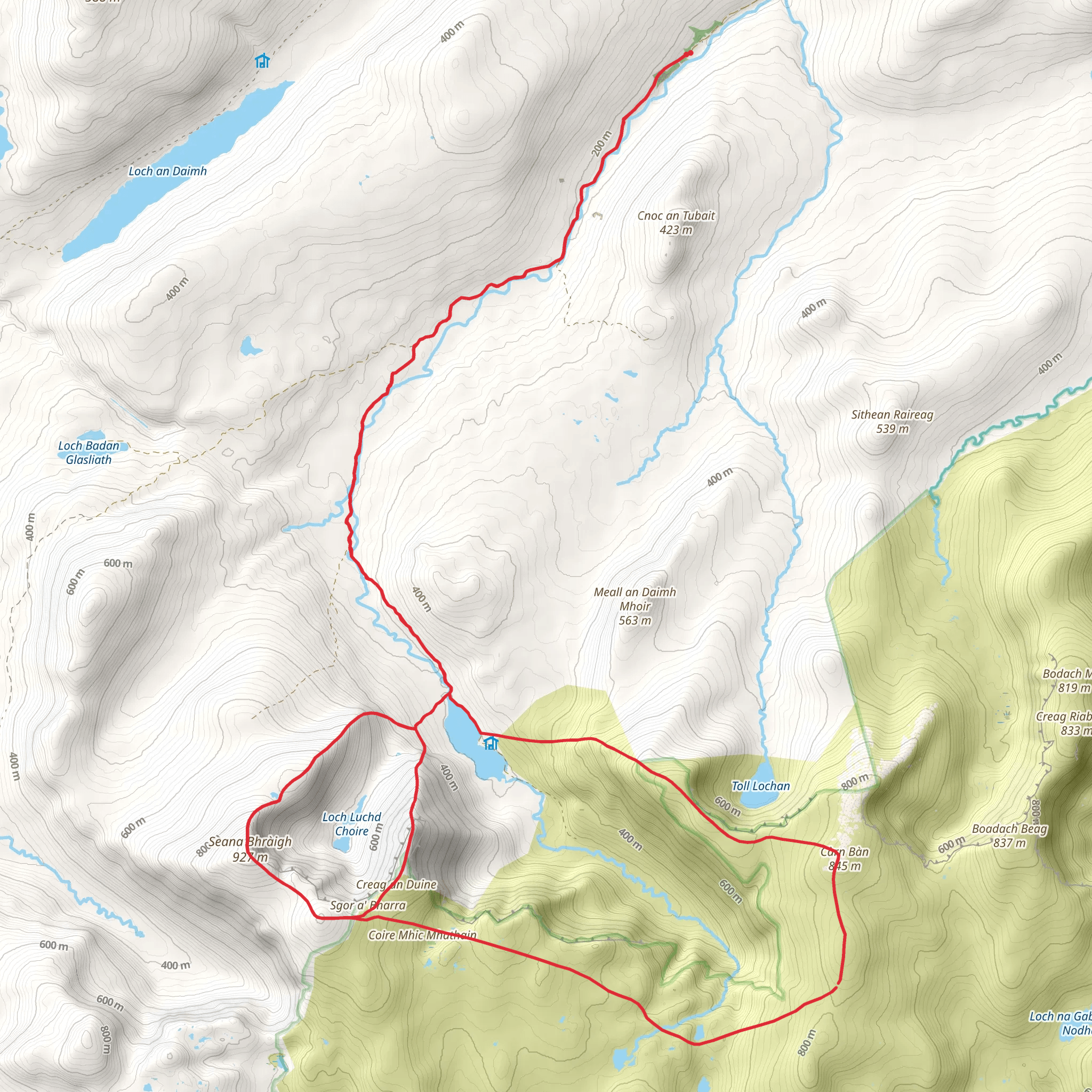 Seana Bhraigh - Creag an Duine and Carn Ban Loop mobile static map