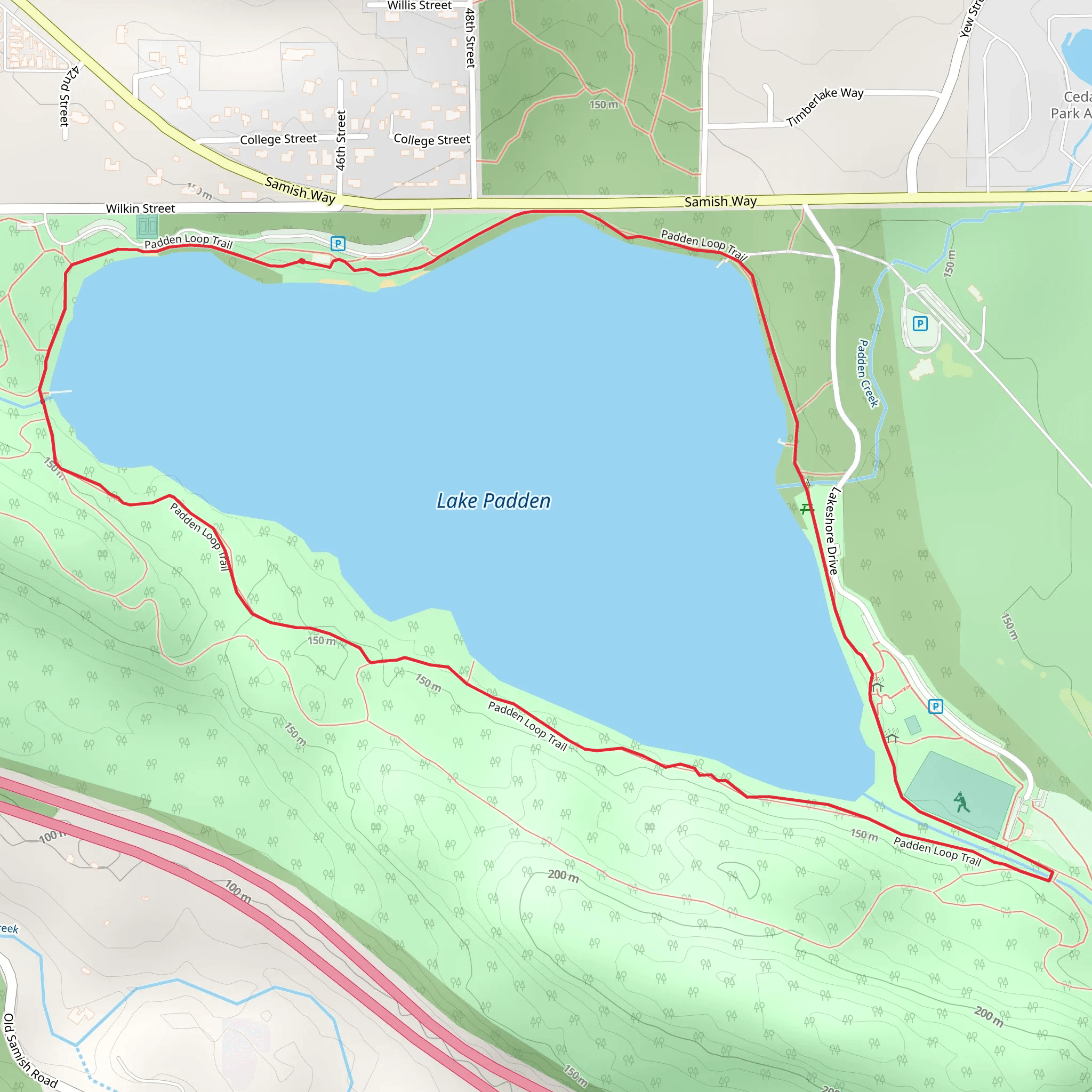 Lake Padden Loop Trail mobile static map