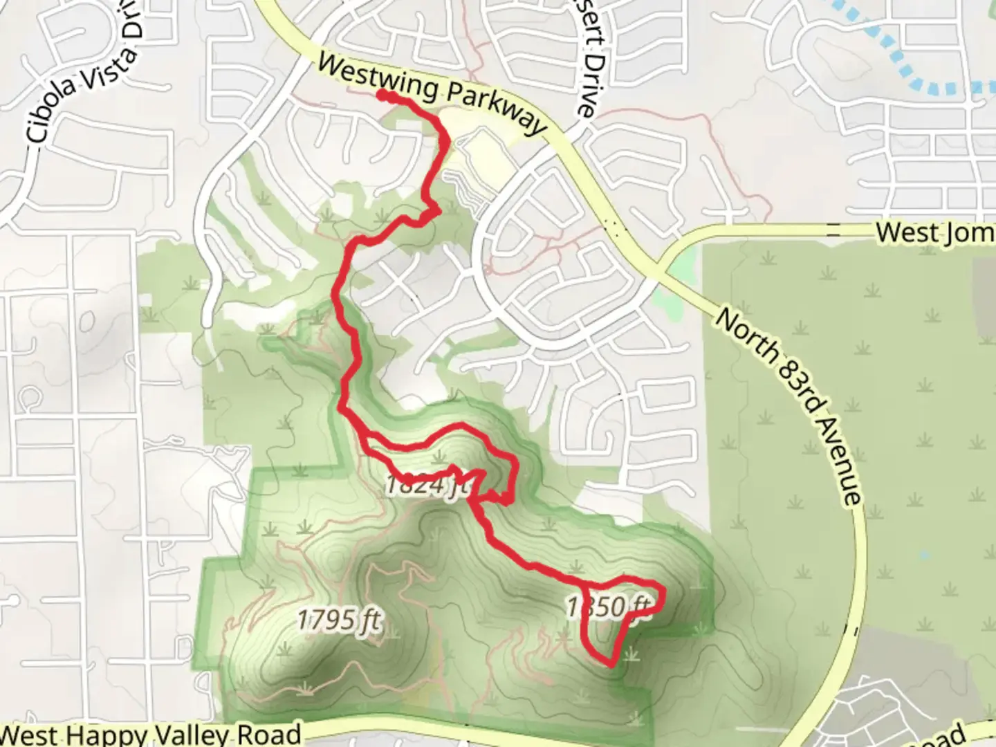An image depicting the trail Sunrise Ridgeline and Saguaro Family Loop and its surrounding area.