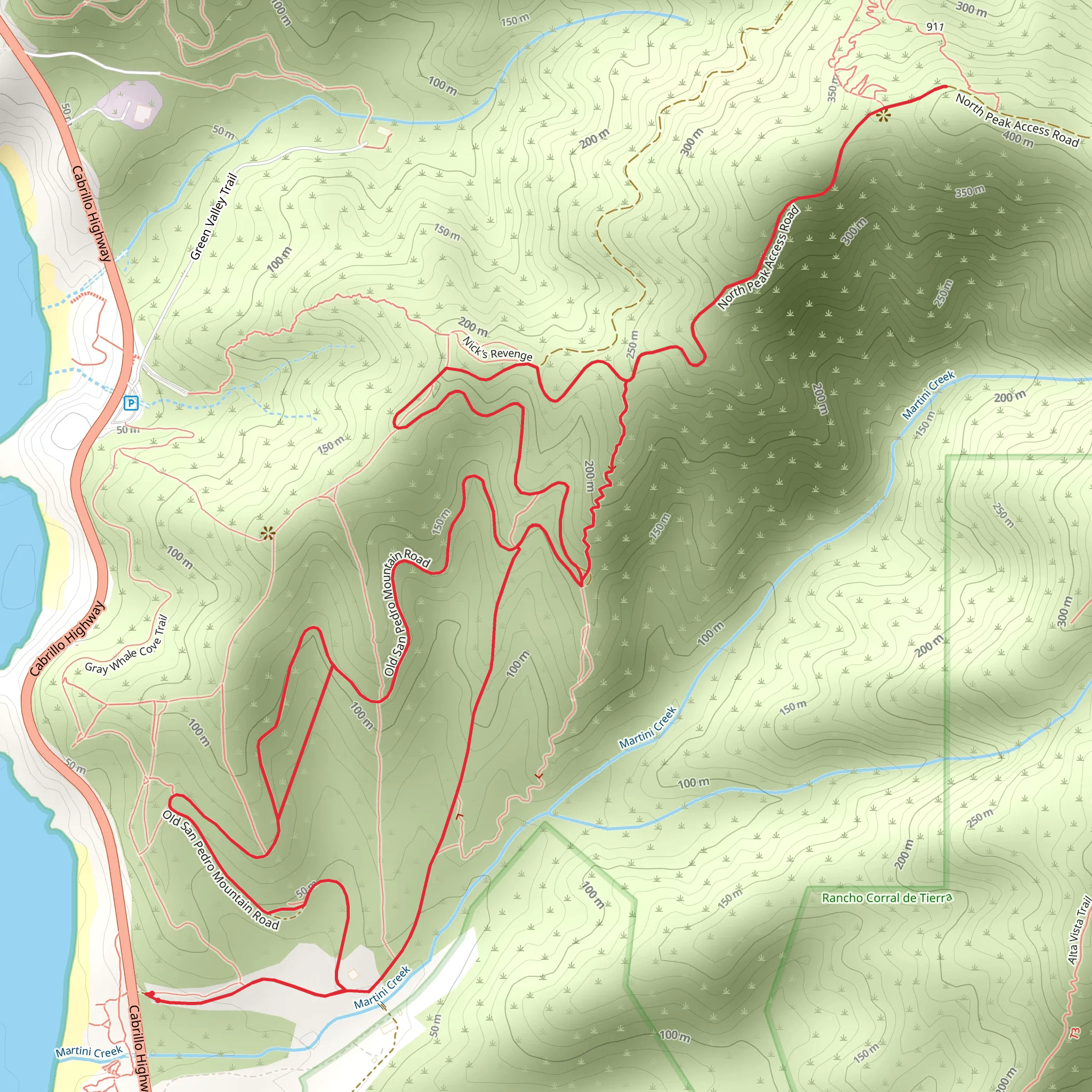 Old San Pedro Mountain Road and North Peak Access Road Loop mobile static map