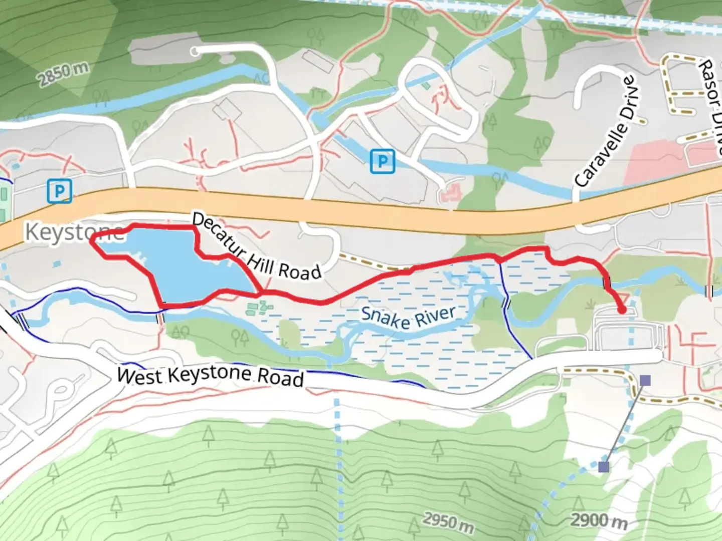 An image depicting the trail Keystone Lake Loop and its surrounding area.