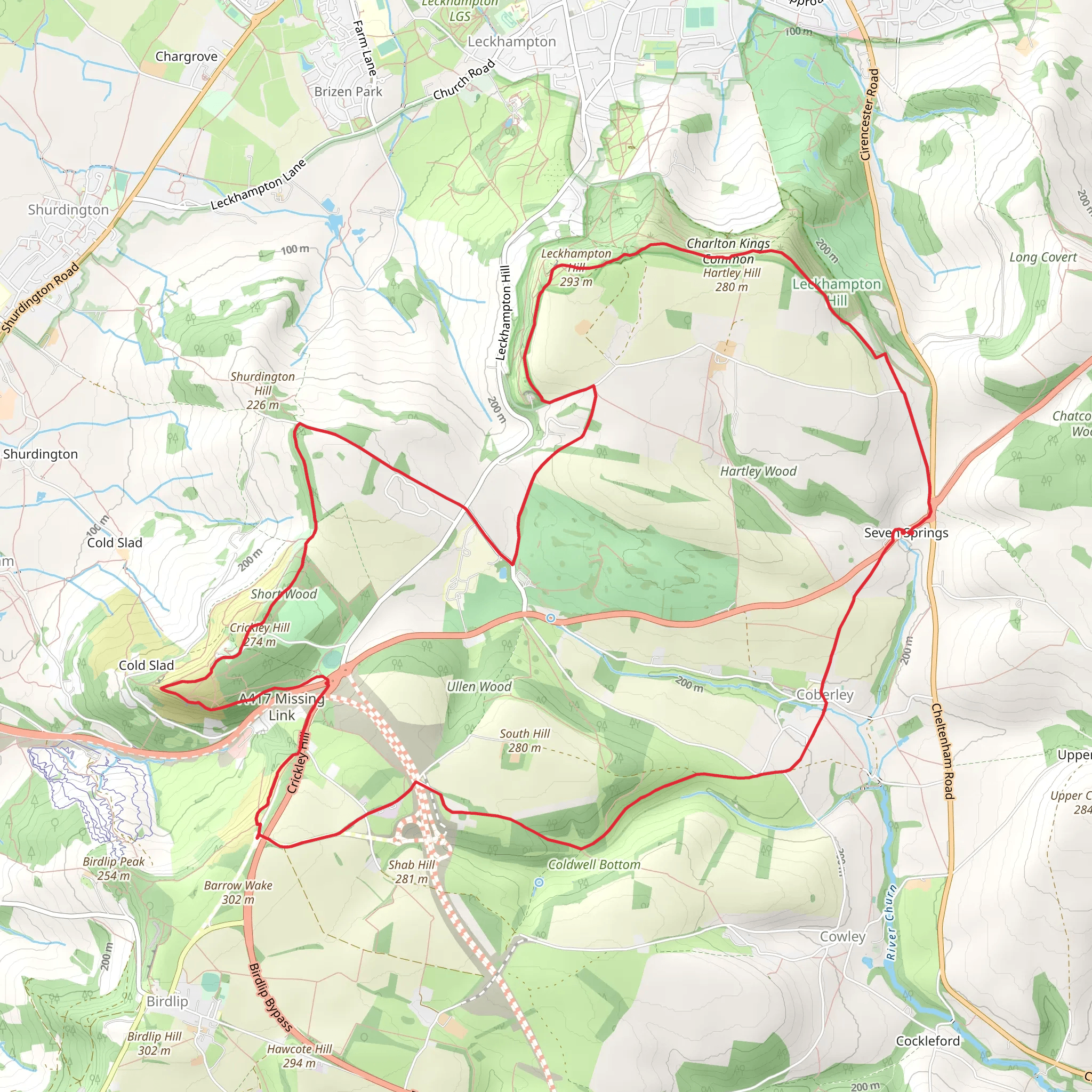 Leckhampton Hill and Crickley Hill (9) mobile static map