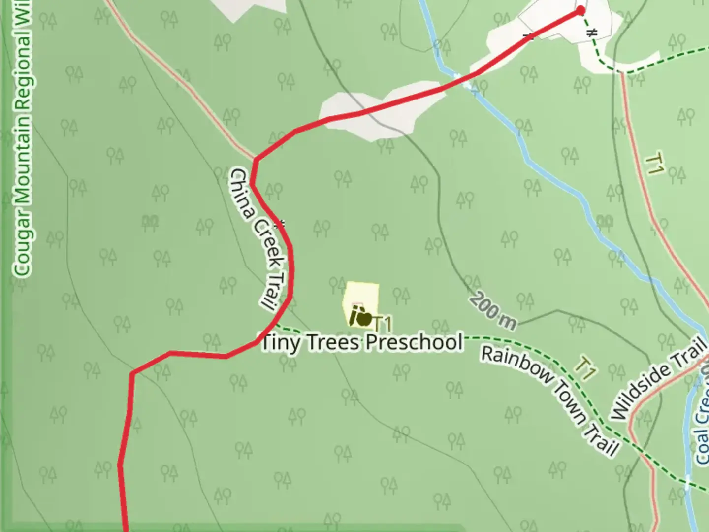 An image depicting the trail China Creek Trail and its surrounding area.