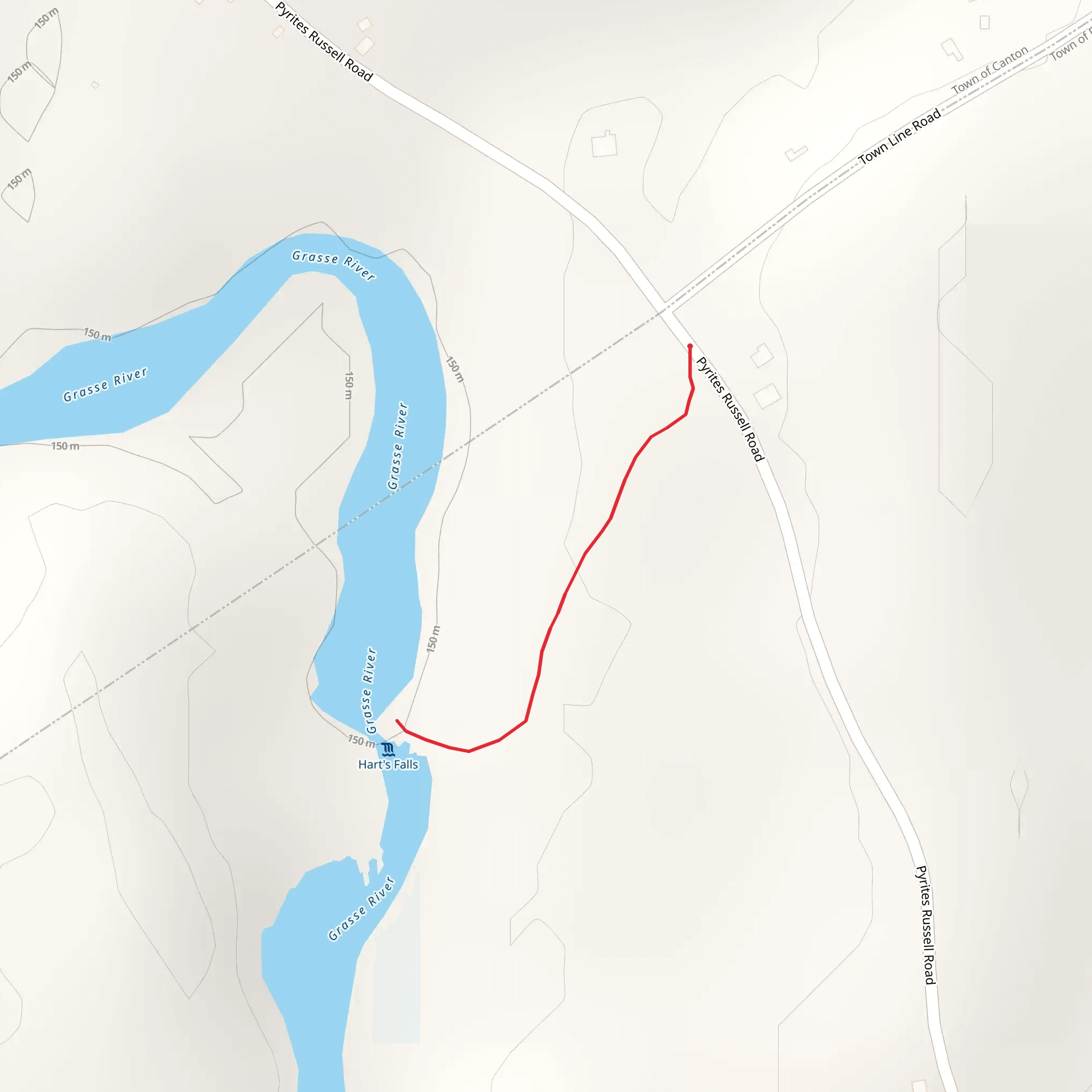 Grasse River Trail from Pyrites Russell Road mobile static map