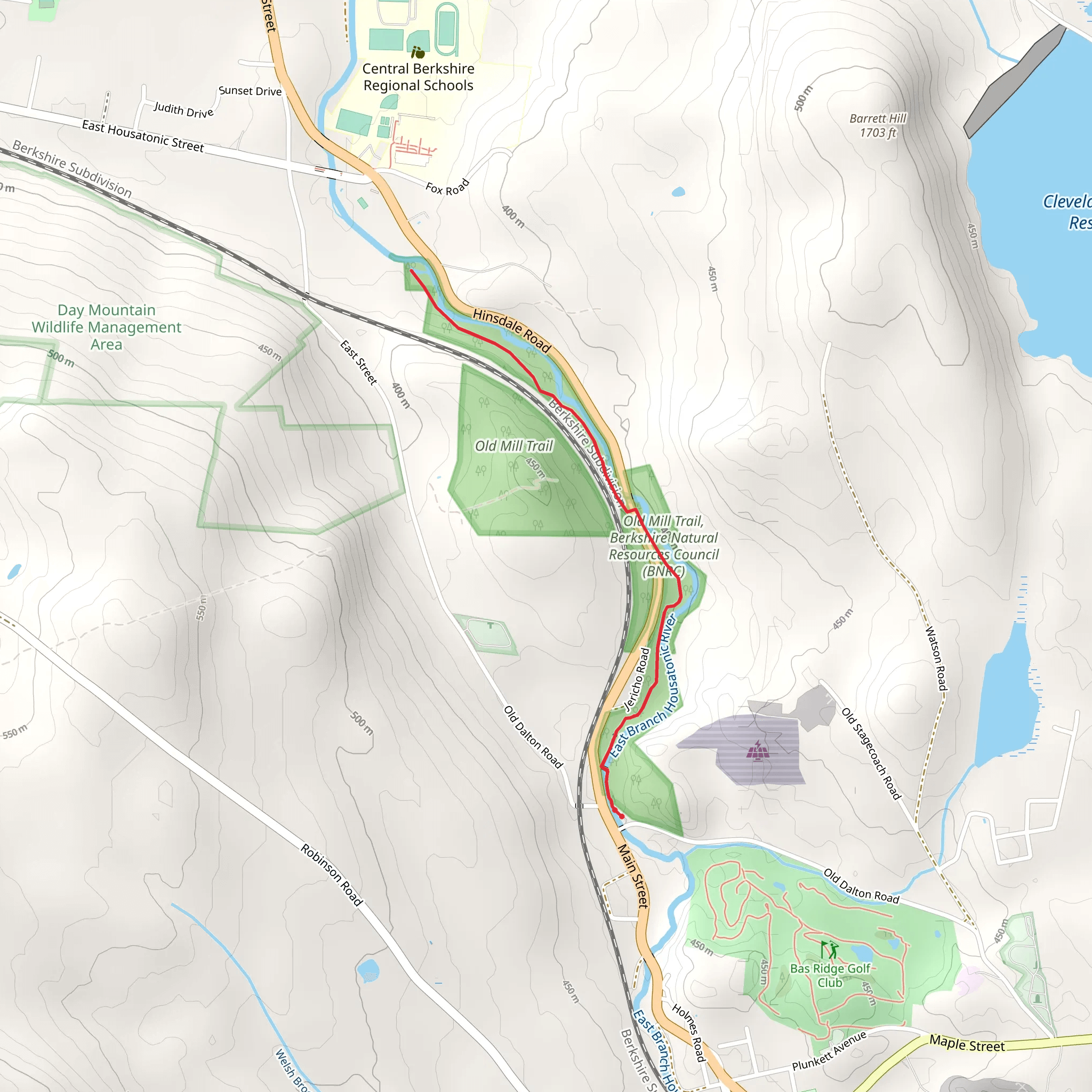 Old Mill Trail Out and Back mobile static map