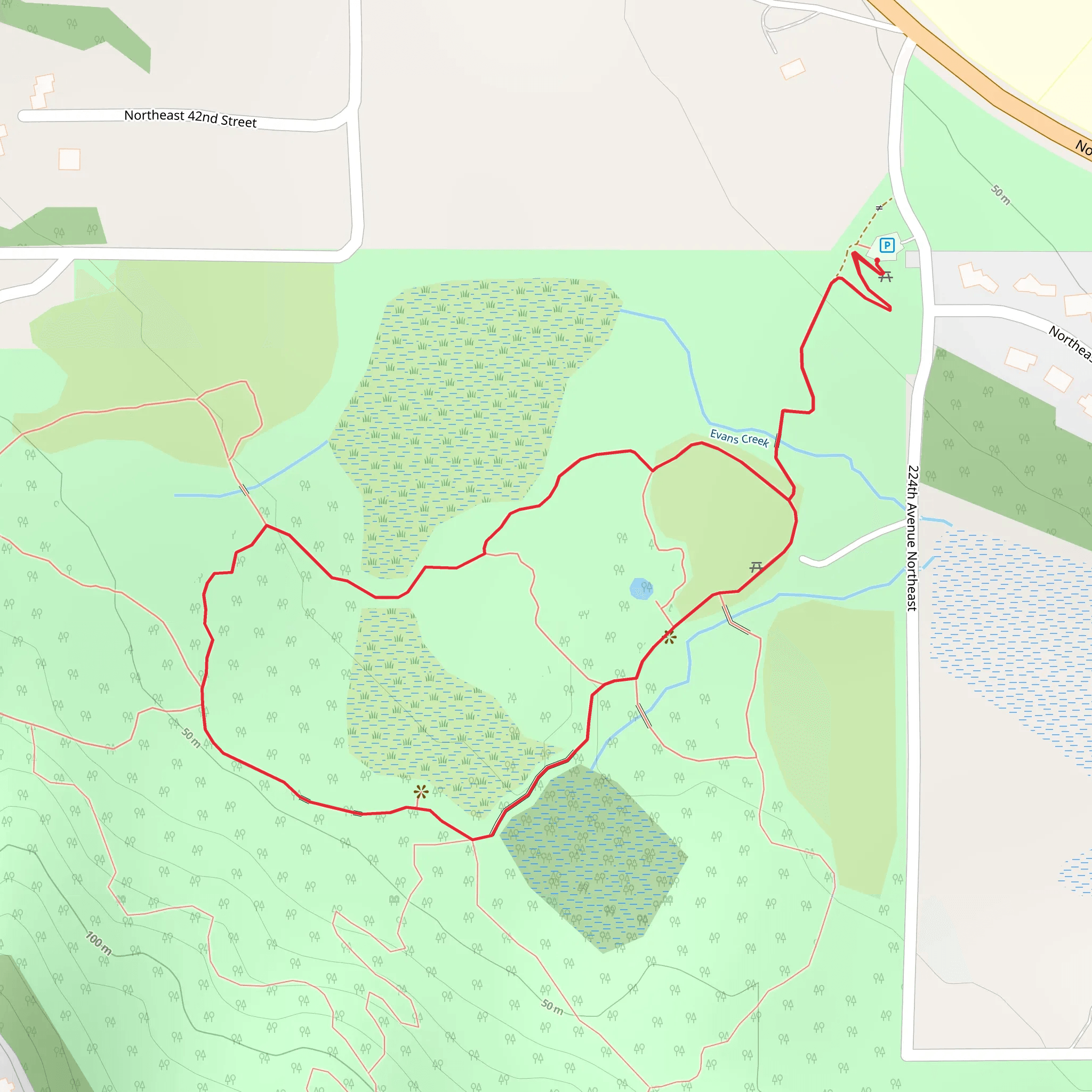 Evans Creek Preserve Loop mobile static map