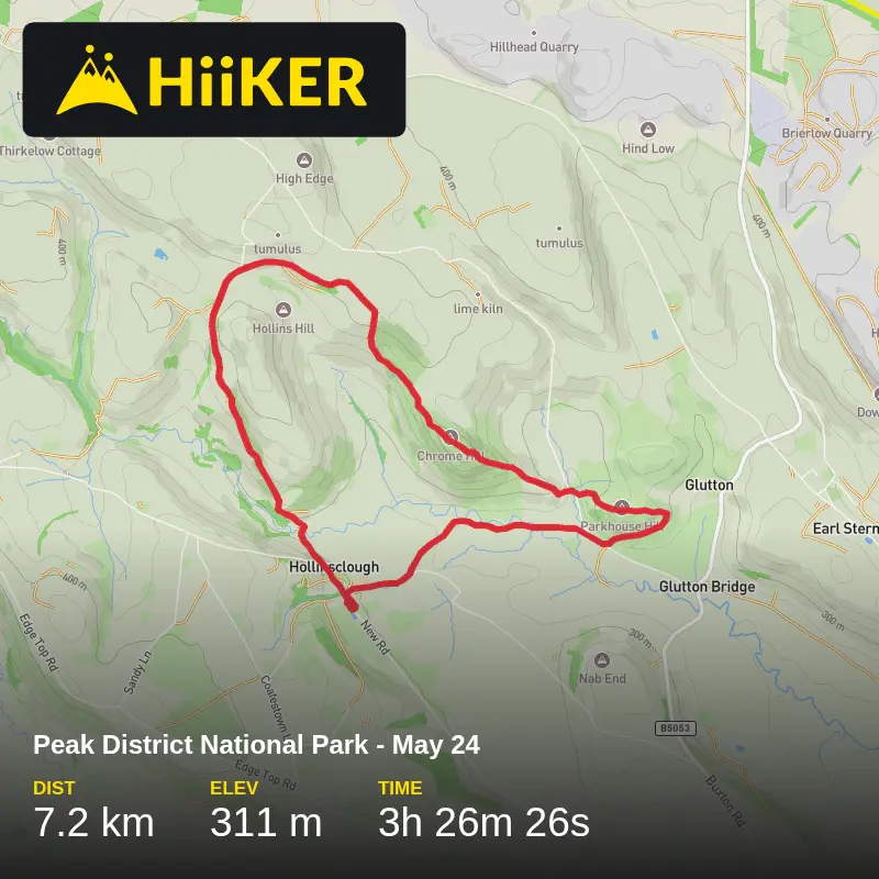 A map preview of the recording Peak District National Park - May 24.