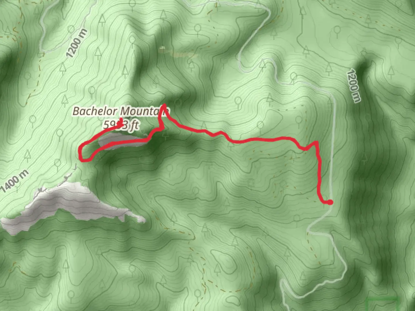 An image depicting the trail Bachelor Mountain via Bugaboo Ridge Trail and its surrounding area.