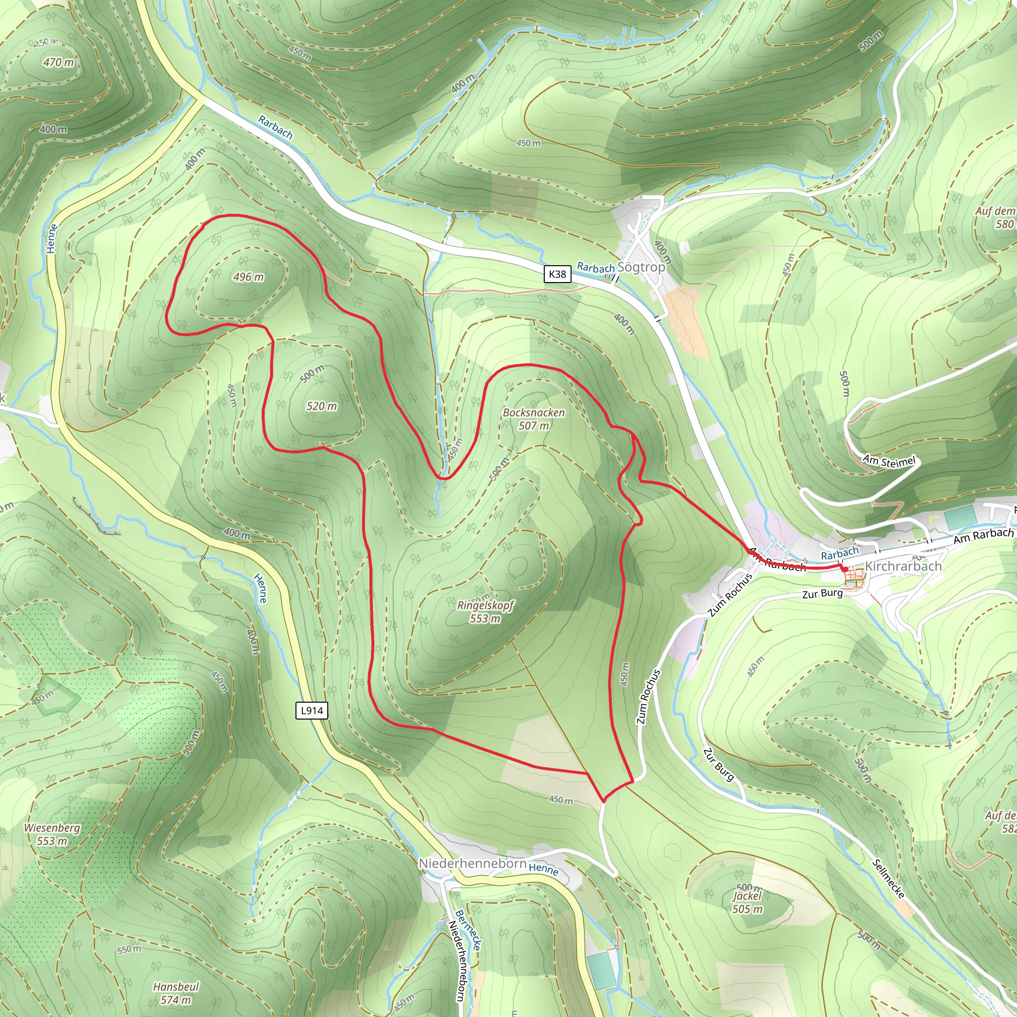 Ringelskopf and Bocksnacken Loop - Kirchrarbach mobile static map