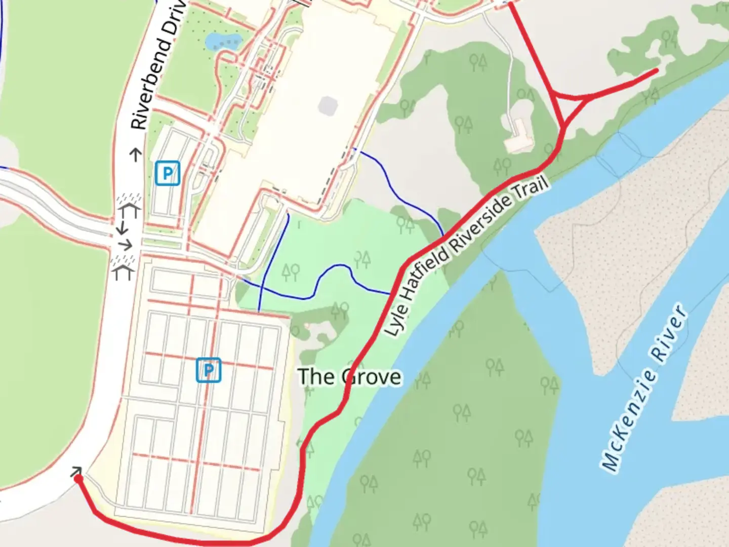 An image depicting the trail Lyle Hatfield Riverside Trail and its surrounding area.