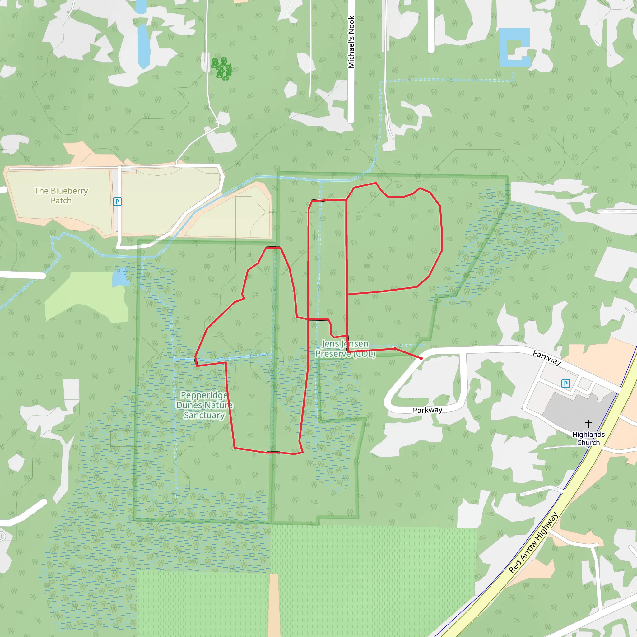 Jens Jensen - Pepperidge Loop Trails mobile static map