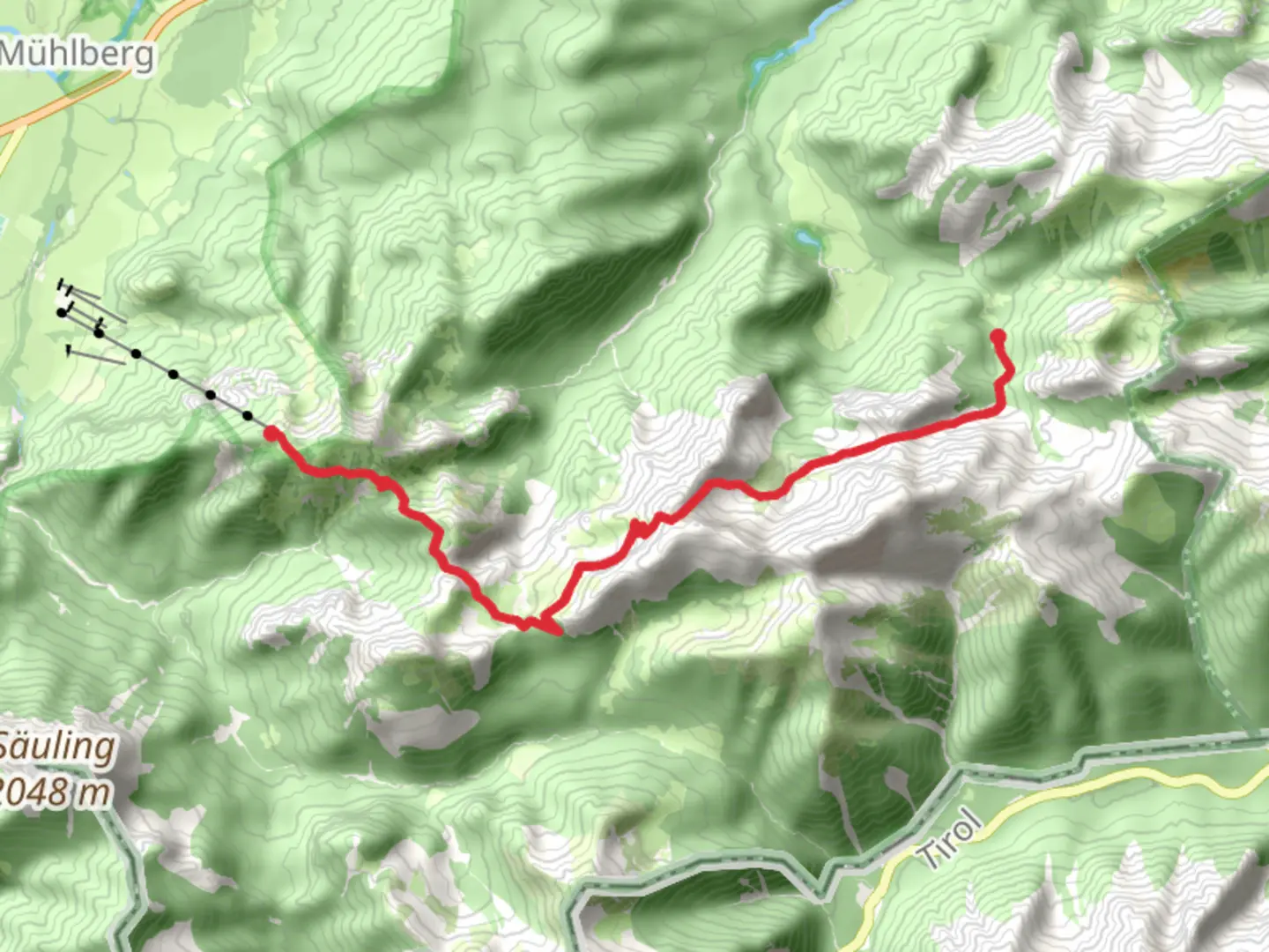 An image depicting the trail Kenzenhuette to Tegelberg Via Alpina Purple Trail and its surrounding area.