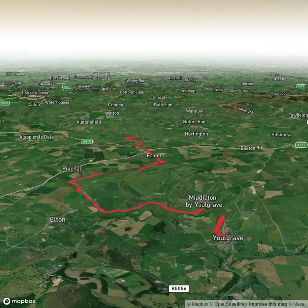 An image depicting the trail Youlgreave to Hartington and its surrounding area.