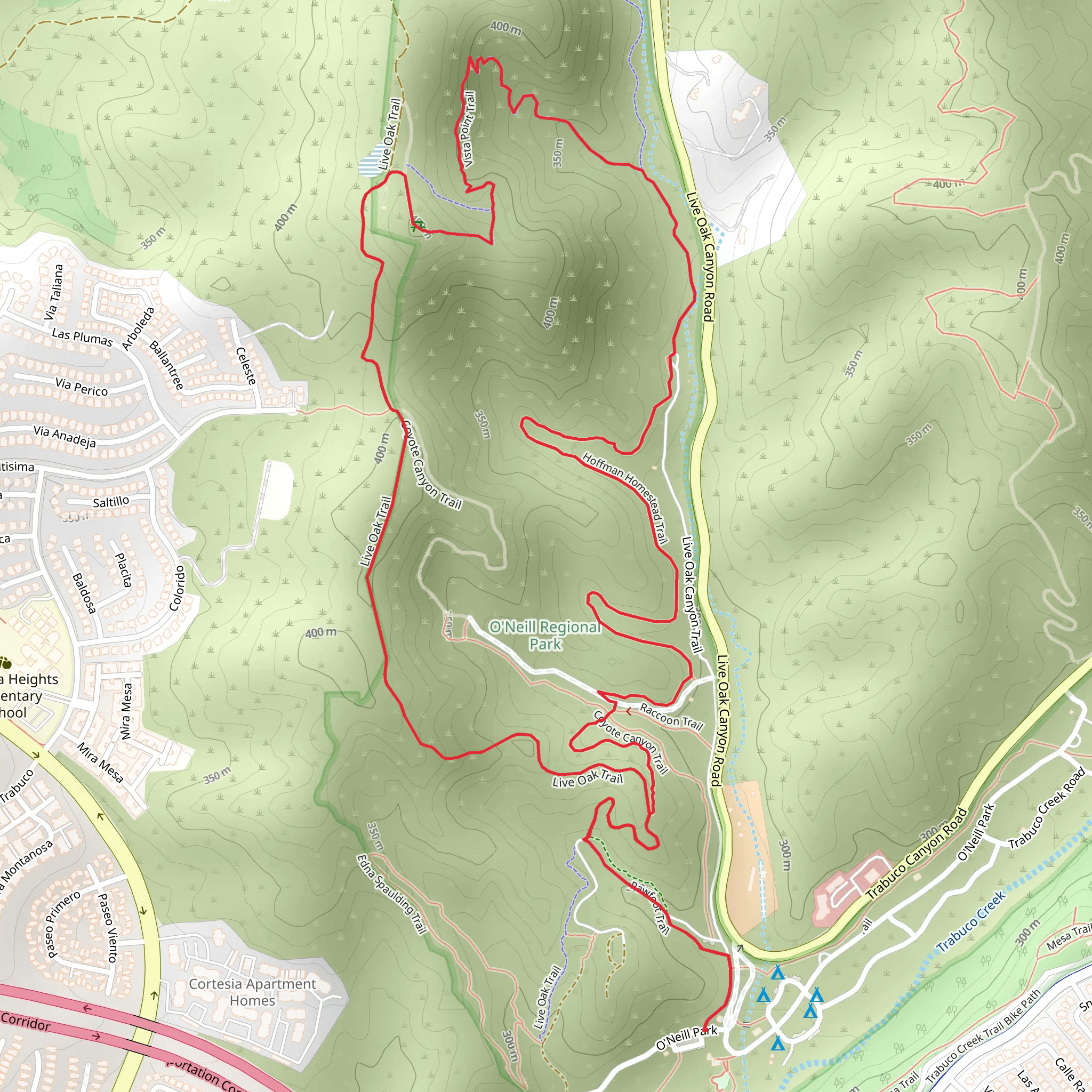 Live Oak Trail and Hoffman Homestead Trail Loop mobile static map