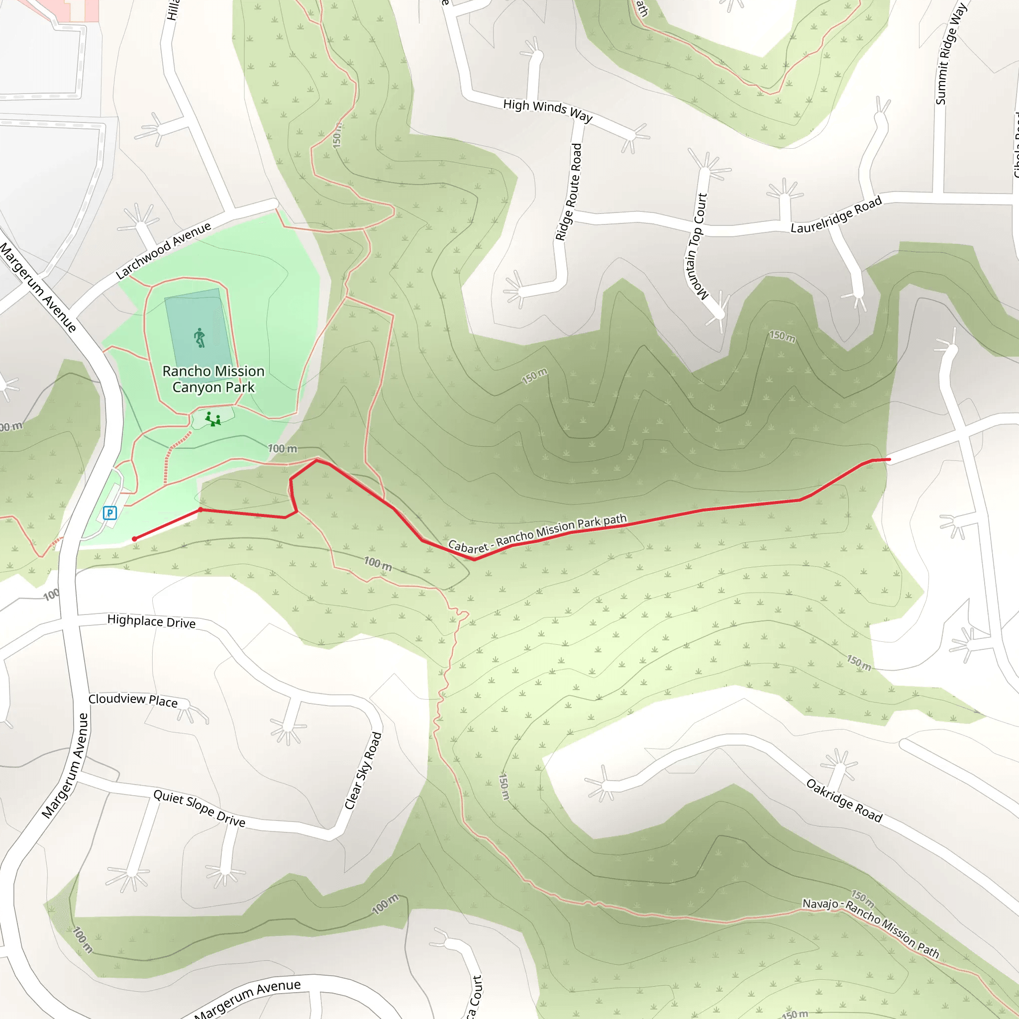Cabaret - Rancho Mission Park path mobile static map