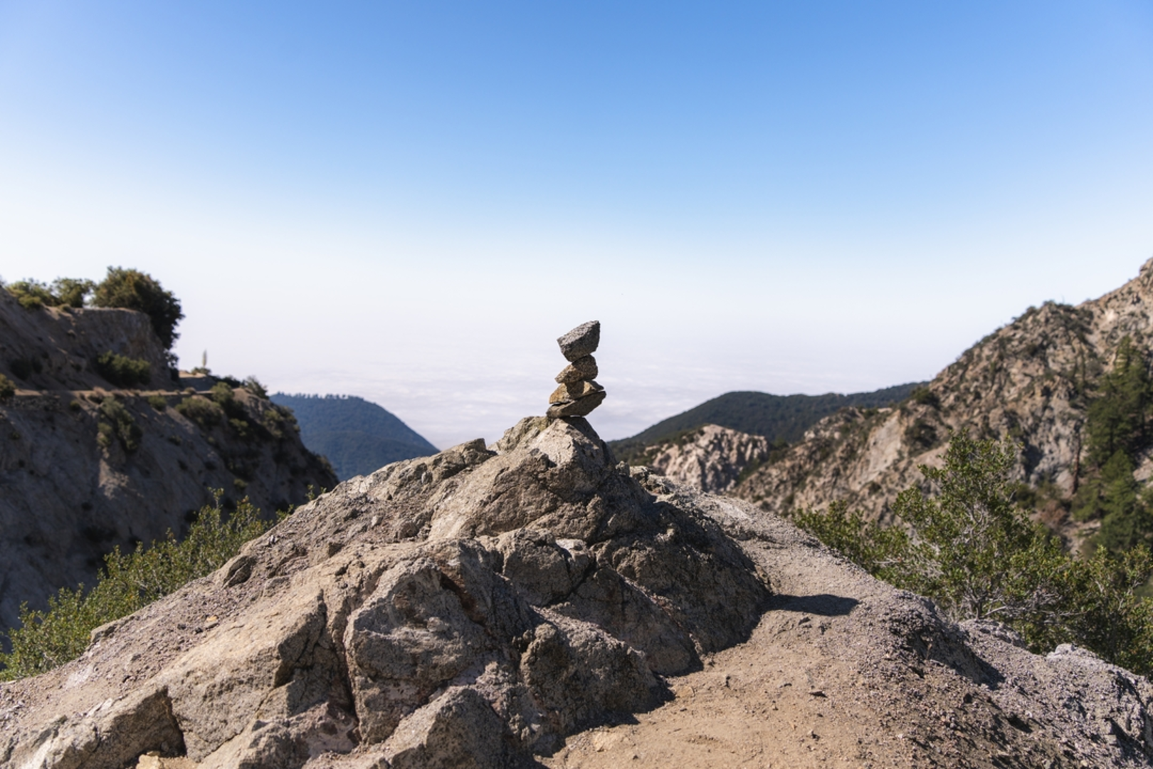 An image depicting the trail Mount Lowe Motorway Trail from Eaton Saddle and its surrounding area.