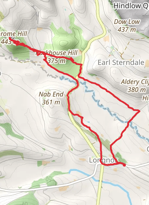 Hike on Parkhouse and Chrome Hills from Longnor mobile static map