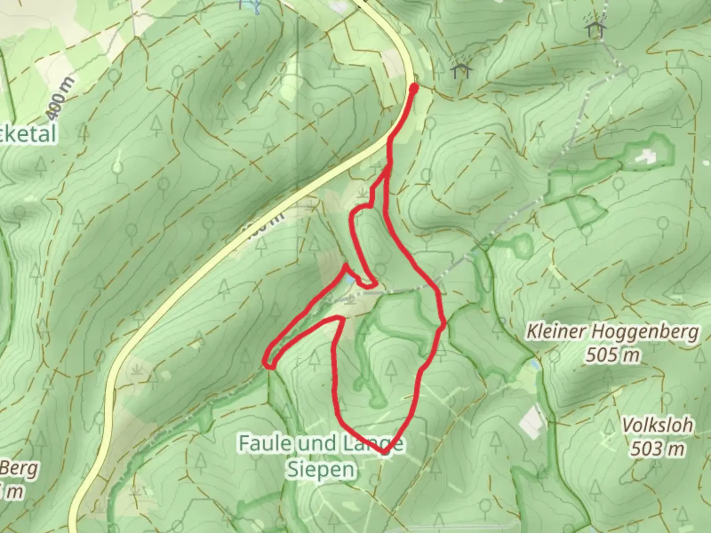 An image depicting the trail Kleiner Steinberg Loop and its surrounding area.