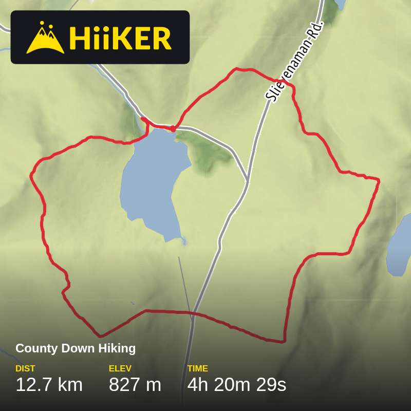 A map preview of the recording County Down Hiking.