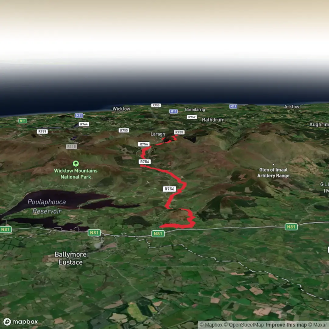 An image depicting the trail St. Kevin's Way +Camaderry Haute option and its surrounding area.