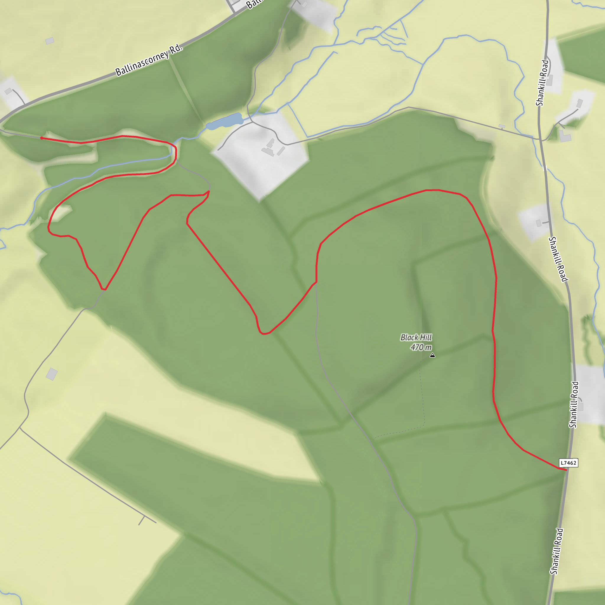 Black Hill Woods Out and Back mobile static map
