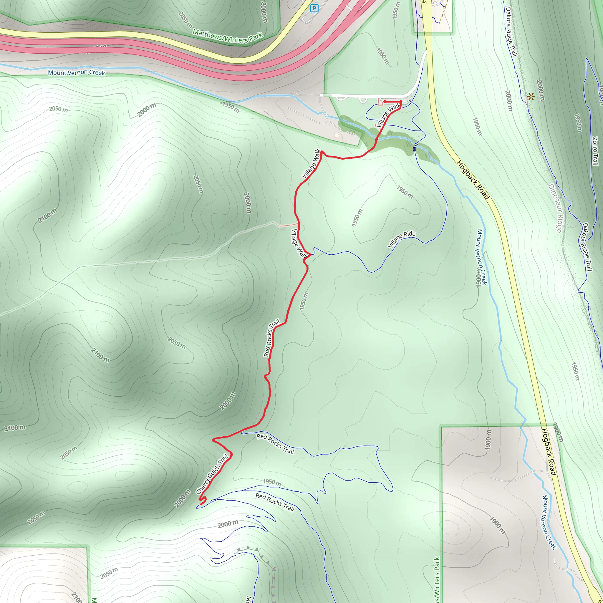 Red Rocks Trail - Short mobile static map