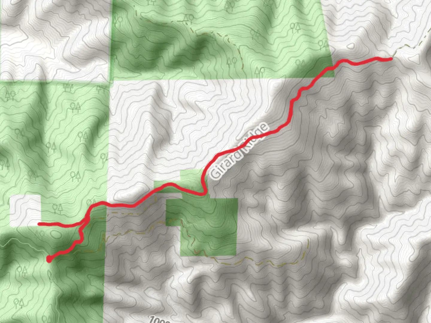 An image depicting the trail Girard Ridge Road Walk and its surrounding area.