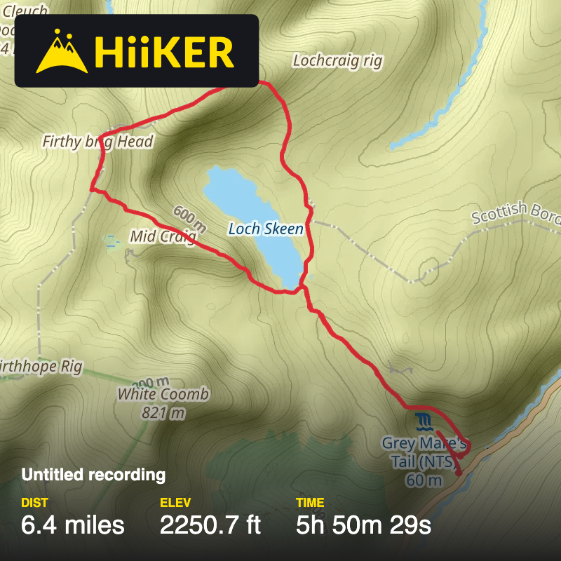 A map preview of the recording Grey mare trail.