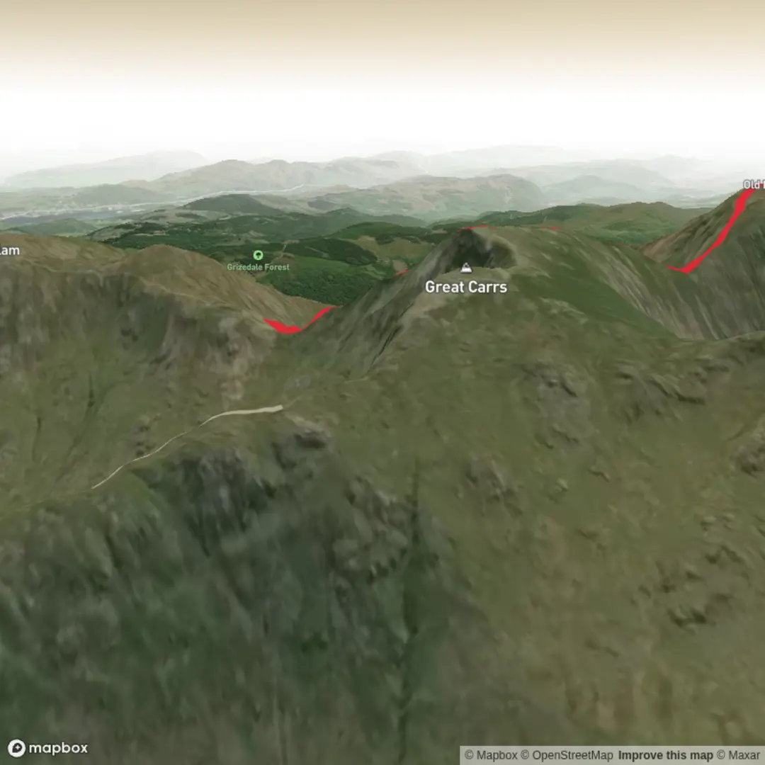 An image depicting the trail Paul's Coniston Walk via Coniston fells, lover's Water and Swirl How and its surrounding area.