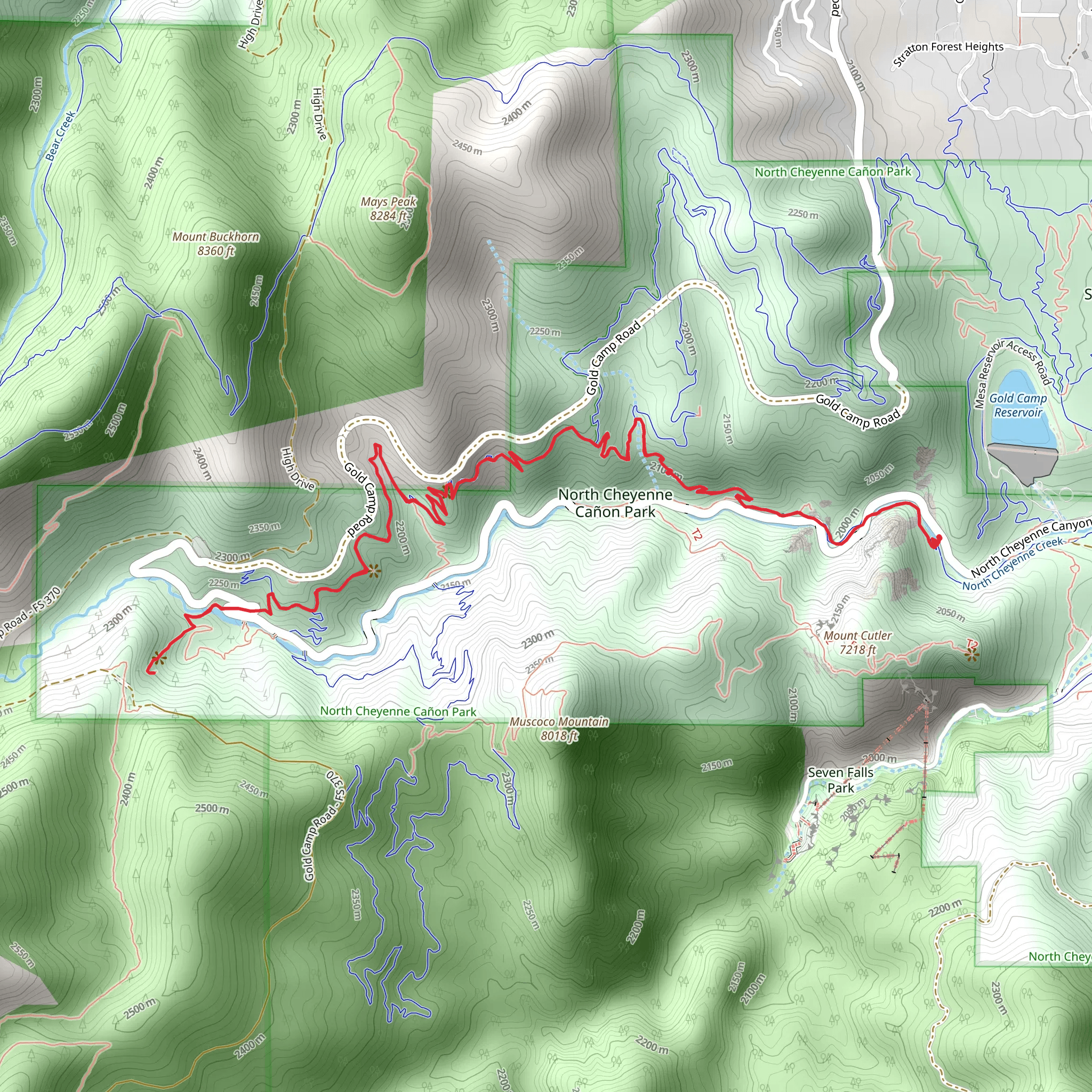 Columbine Trail and Silver Cascades Falls Trail mobile static map