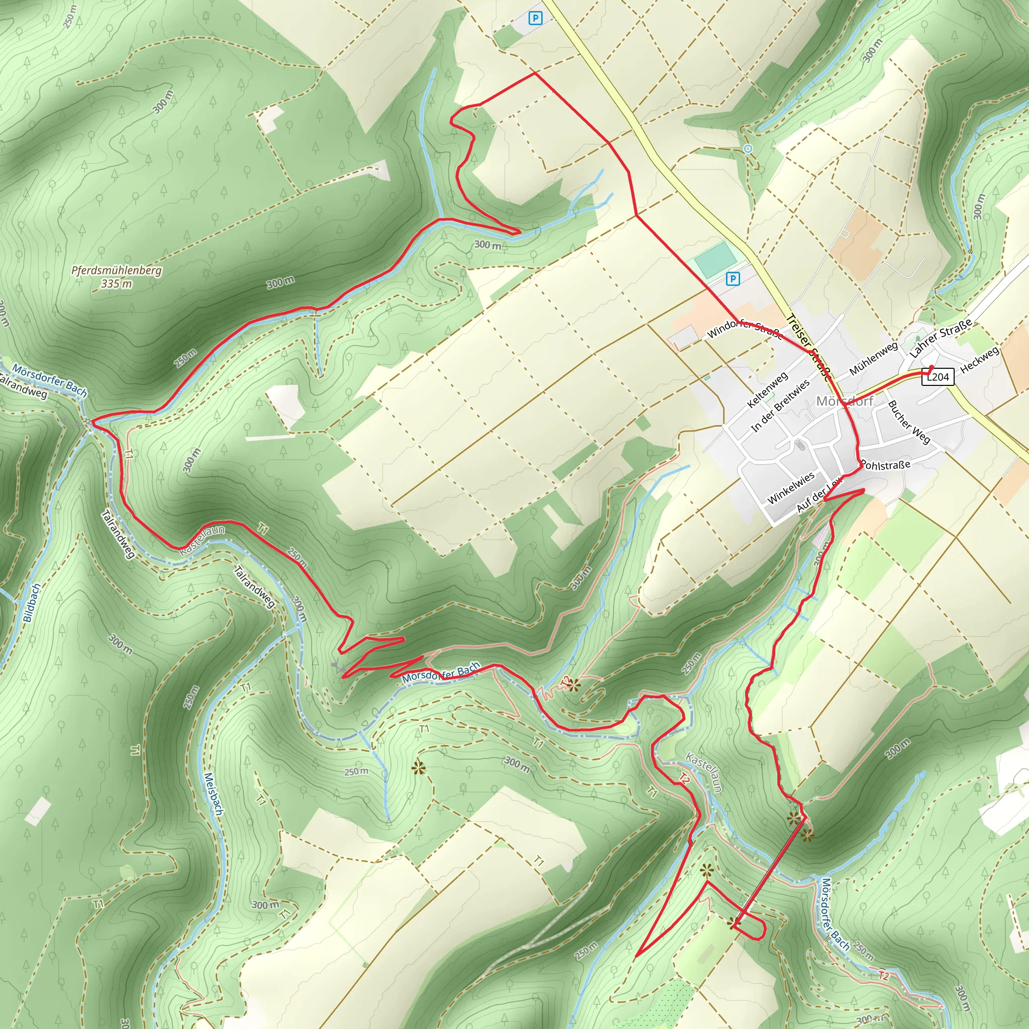 Geierlay Bridge and Forster Kuppen via Baeche Runde mobile static map