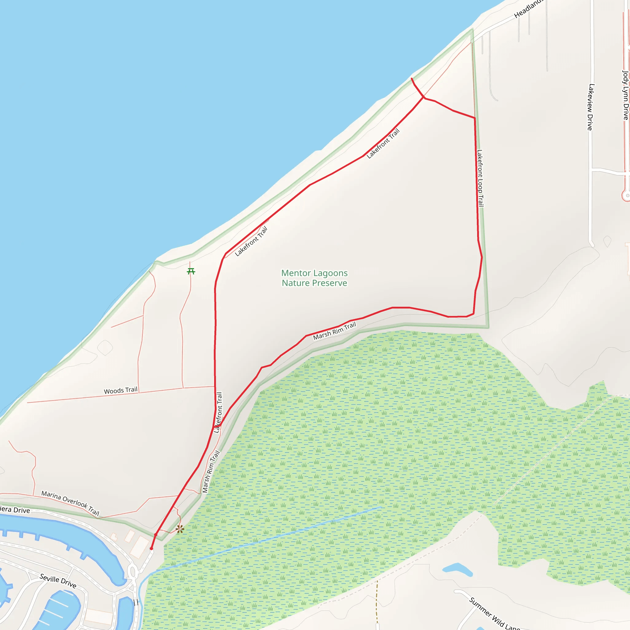 Lakefront and Marsh Rim Loop Trail mobile static map