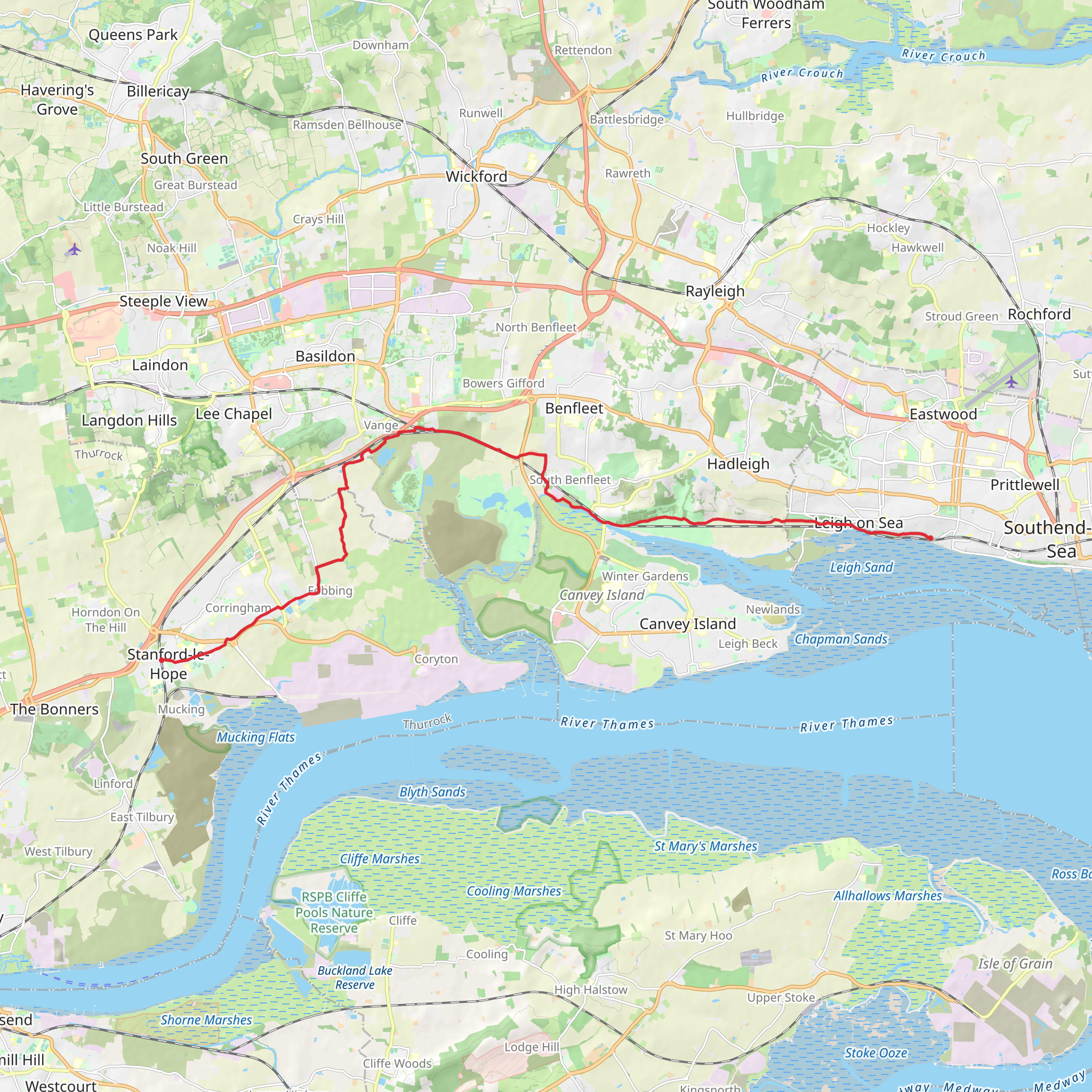 Stanford le Hope to Chalkwell Walk mobile static map