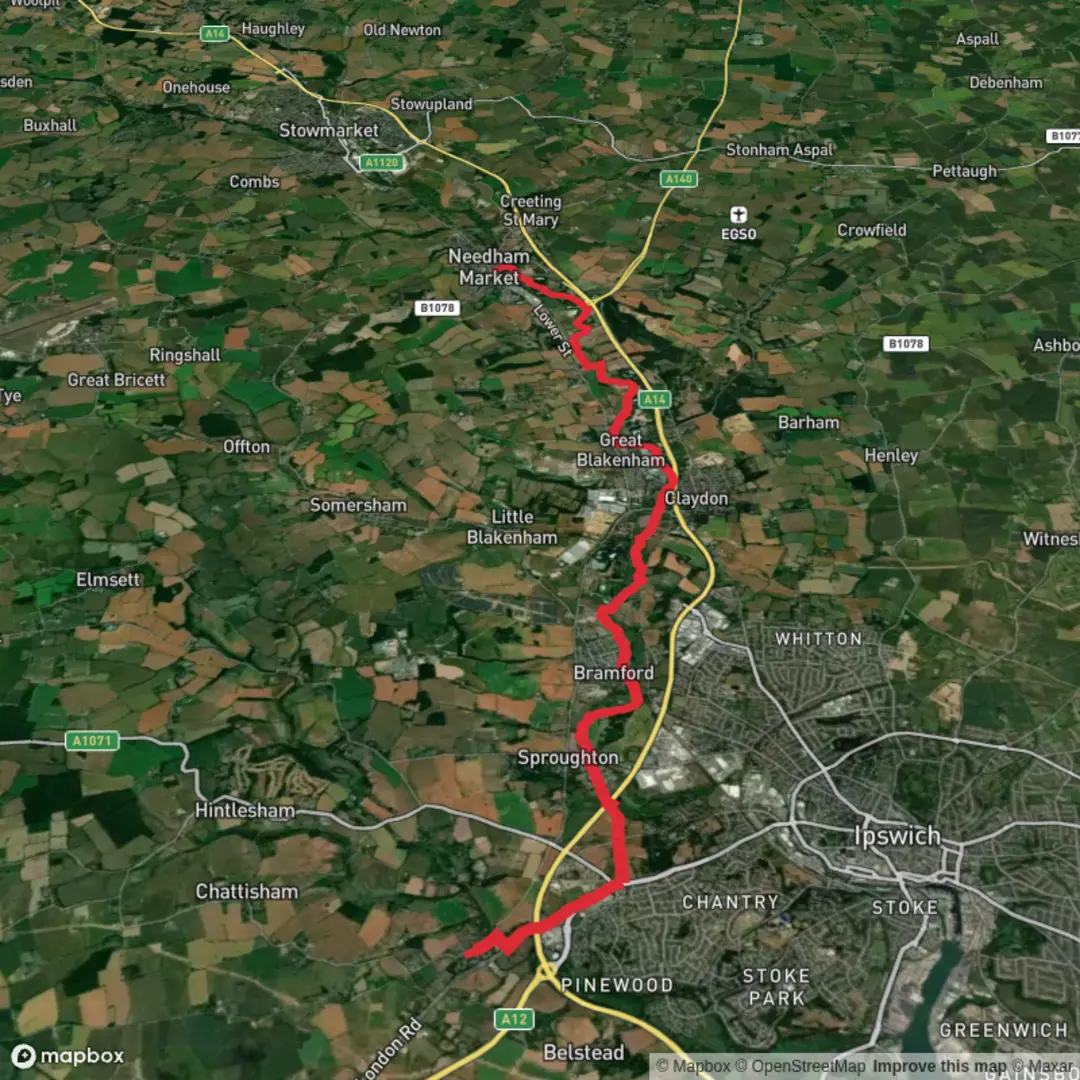 An image depicting the trail Hike from Washbrook to Needham via Needham Lake and its surrounding area.