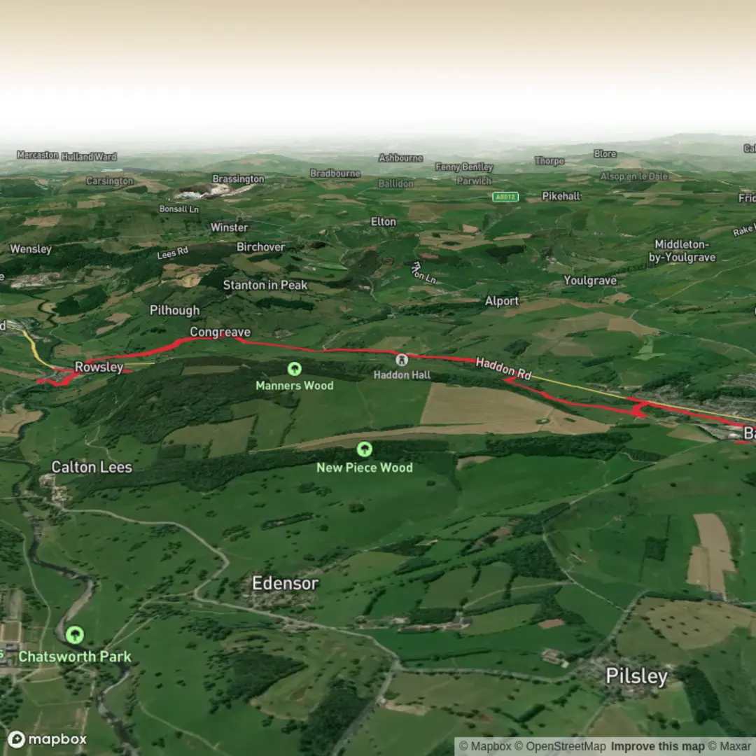 An image depicting the trail Hike from Rowsley and its surrounding area.