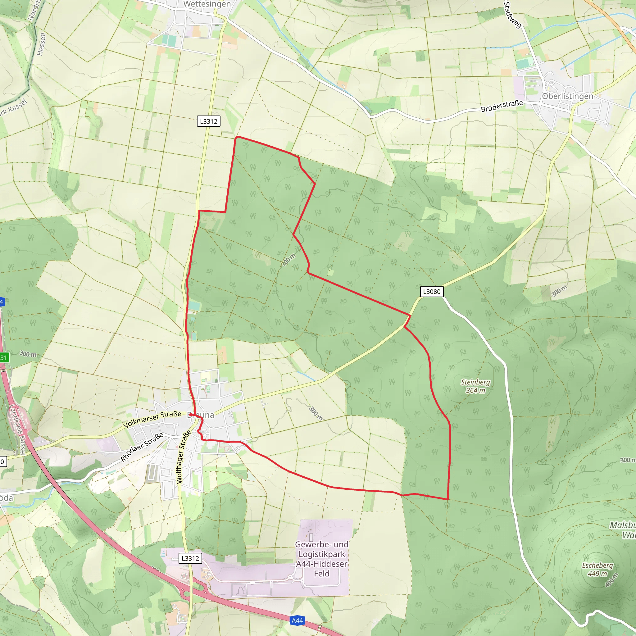 Upland Weserbergland Weg and Breunaer Waldrunde mobile static map