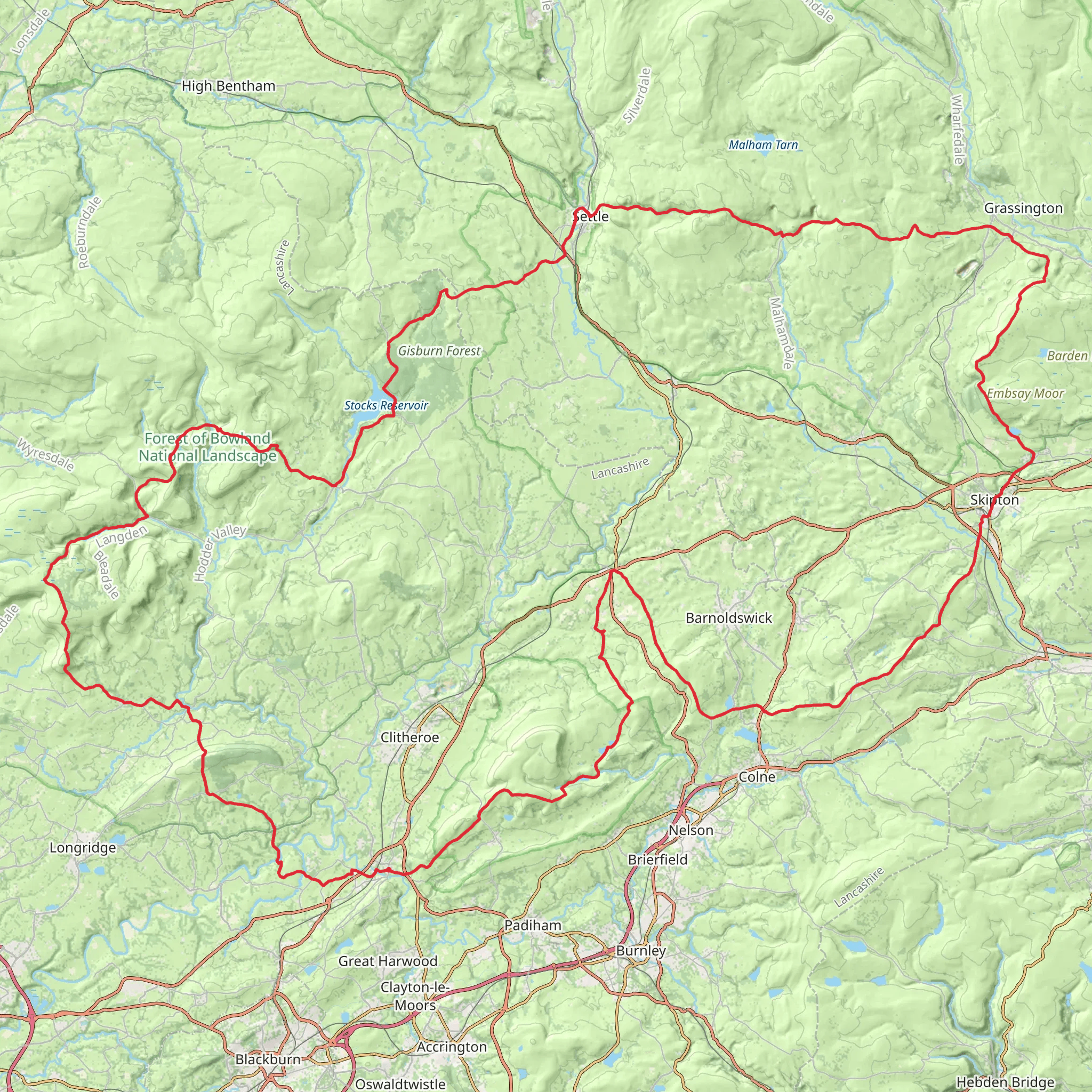 Forest of Bowland and Yorkshire Dales Loop via Gisburn mobile static map